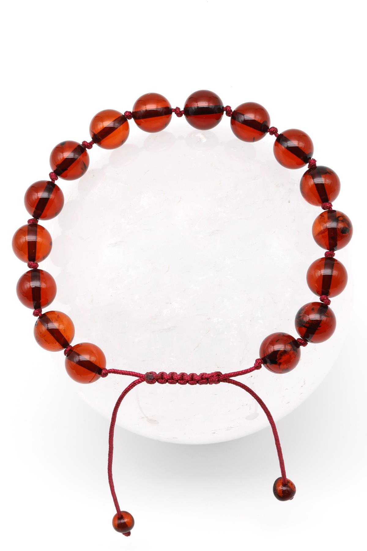 Damla Kehribar Makrome Örme Bileklik