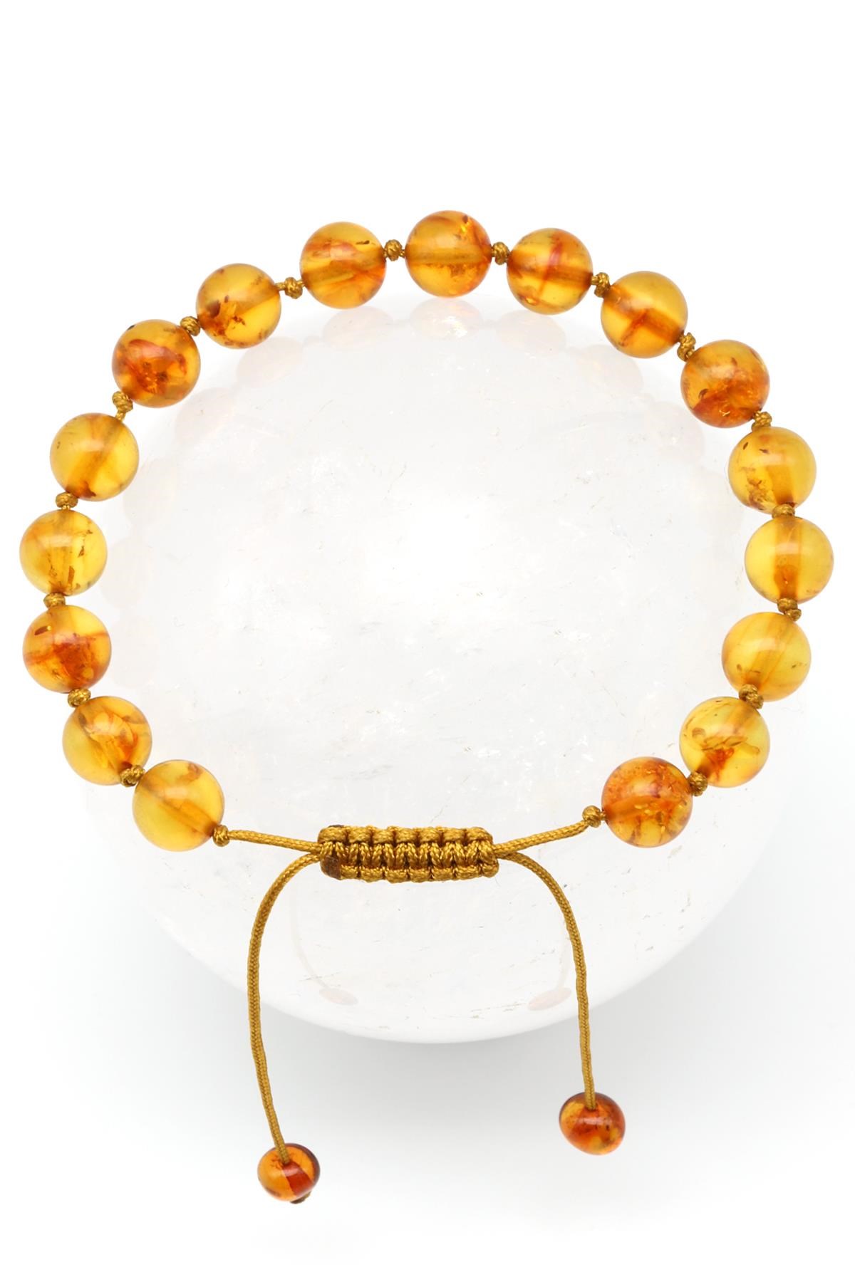 Damla Kehribar Makrome Örme Bileklik