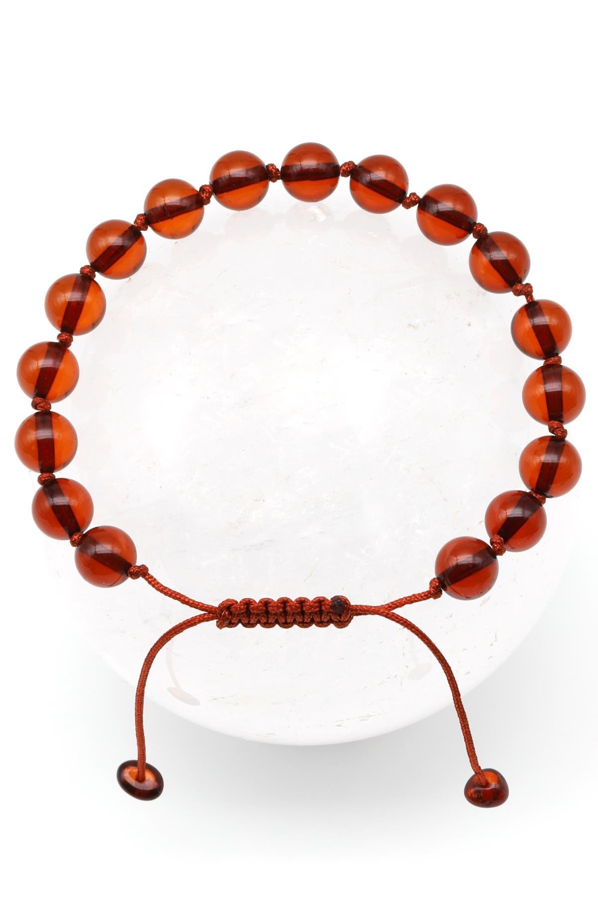 Damla Kehribar Makrome Örme Bileklik