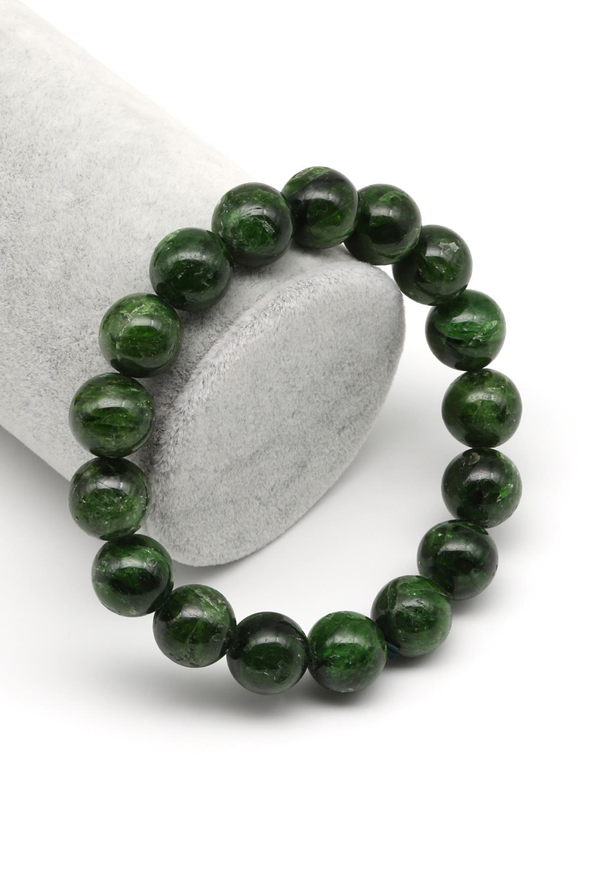 Diopsite Doğal Taş 12 mm Küre Kesim Bileklik