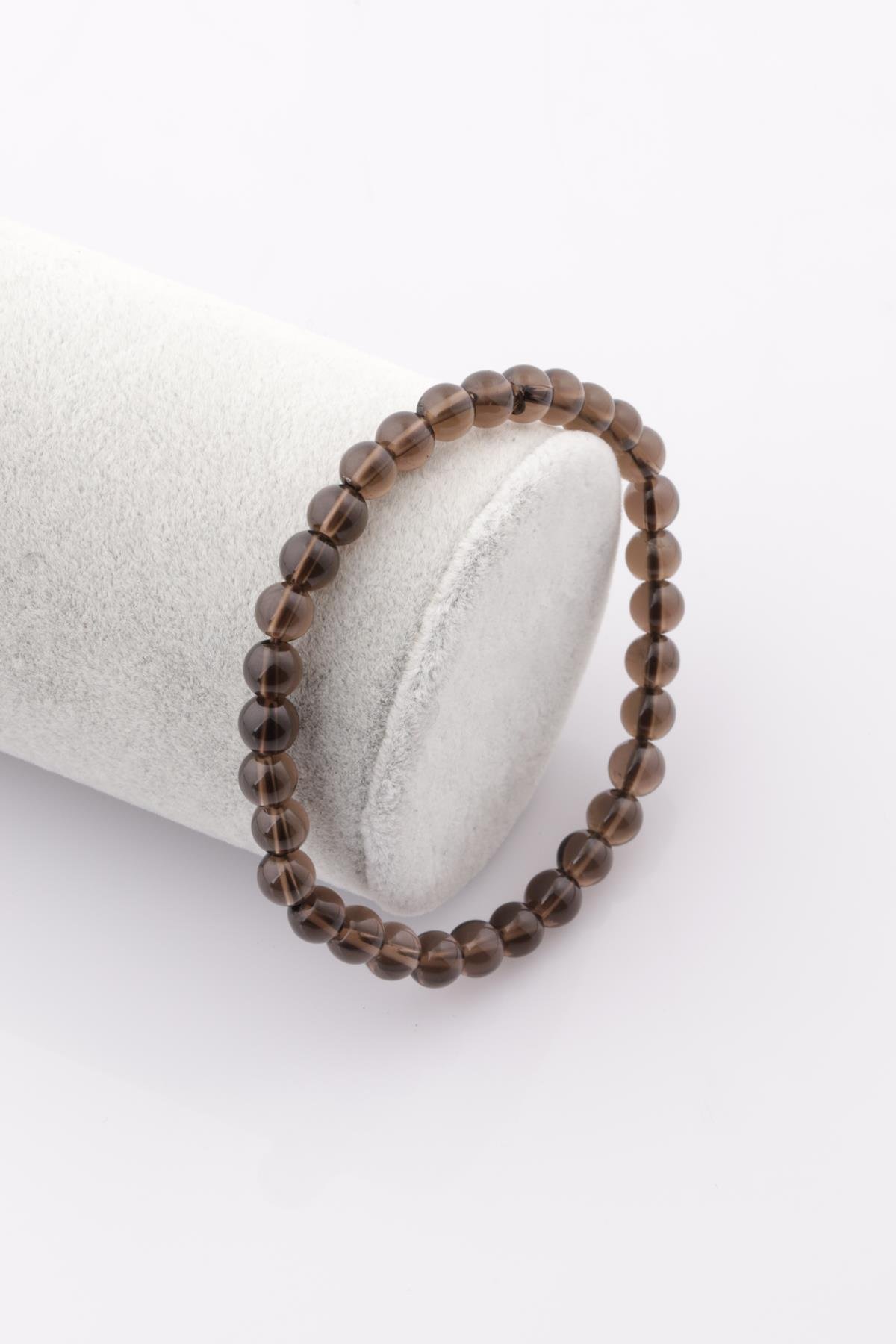 Dumanlı Kuvars Doğal Taş Bileklik 6 mm Küre Kesim