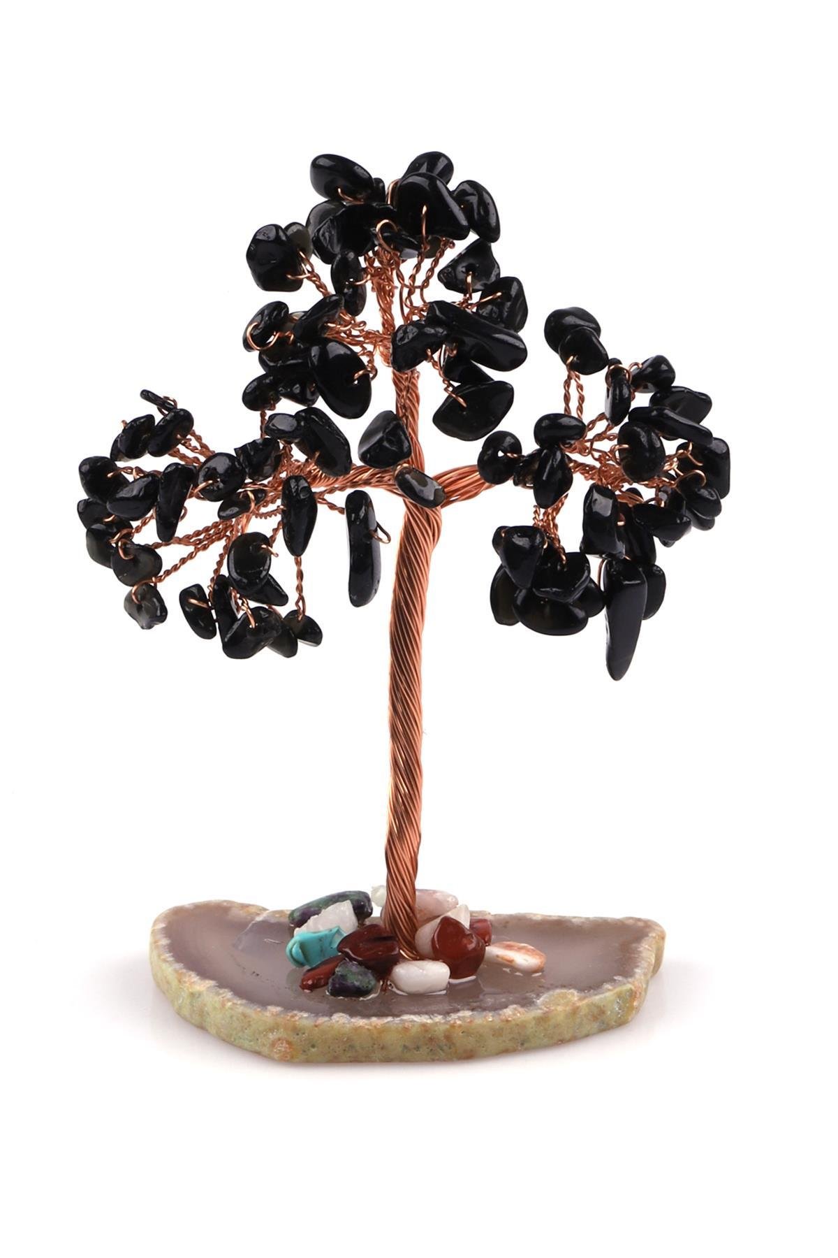 Dumanlı Kuvars Doğal Taş Tel Sarmalı Ağaç