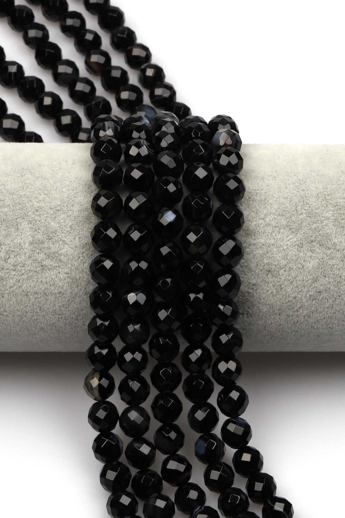 Dumanlı Kuvars Doğaltaş Dizi 8 mm Fasetli Küre Kesim