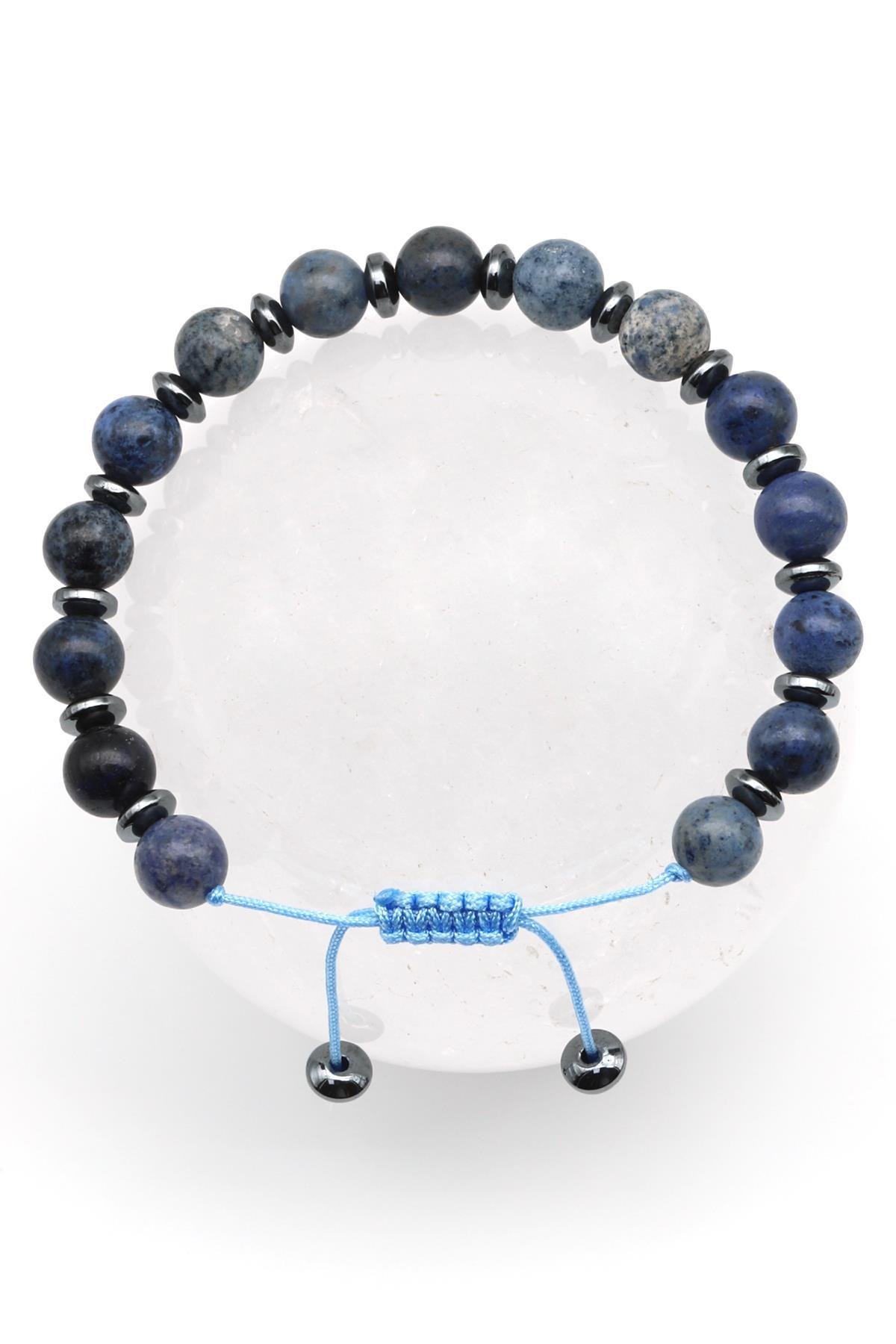 Dumortierite Doğal Taş Makrome Örme Bileklik