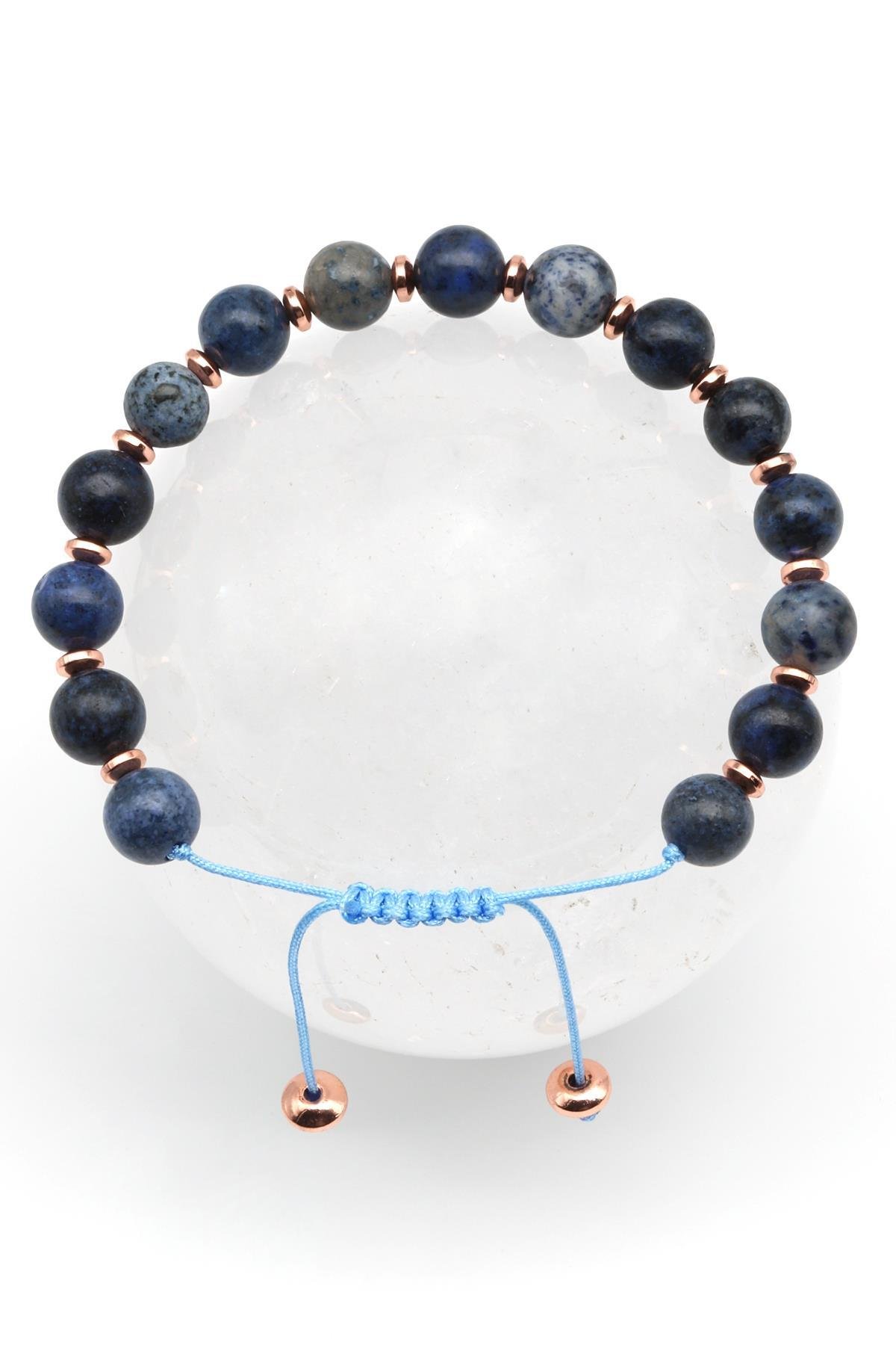 Dumortierite Doğal Taş Makrome Örme Bileklik