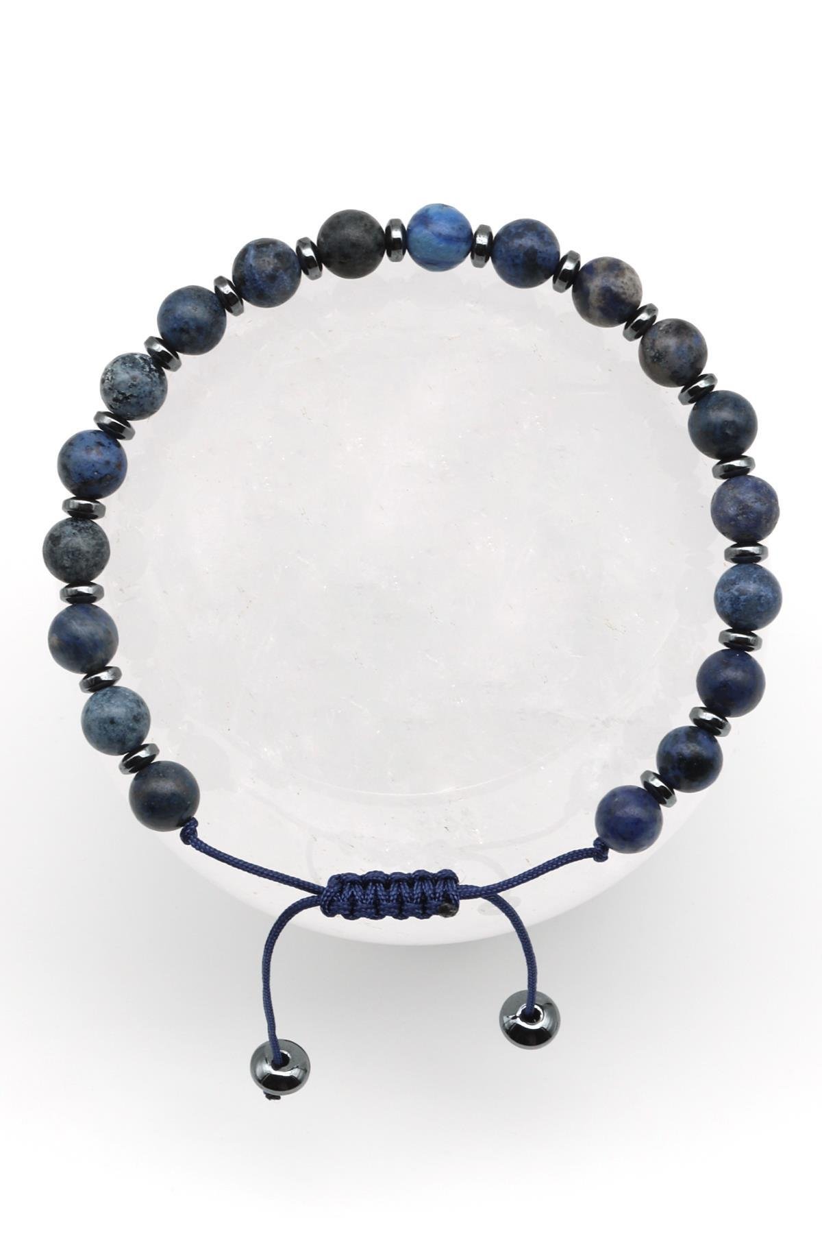 Dumortierite Doğal Taş Makrome Örme Bileklik