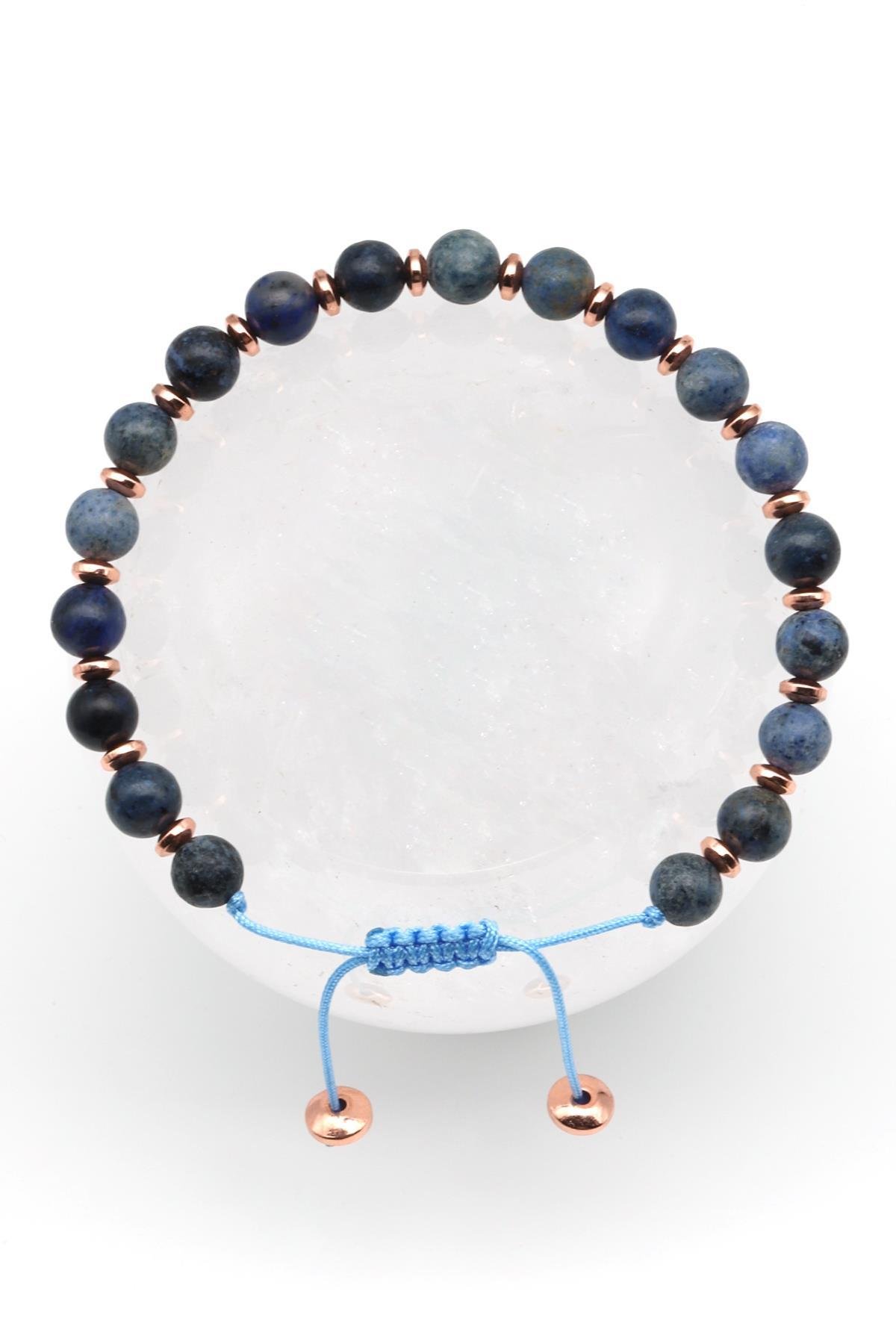 Dumortierite Doğal Taş Makrome Örme Bileklik