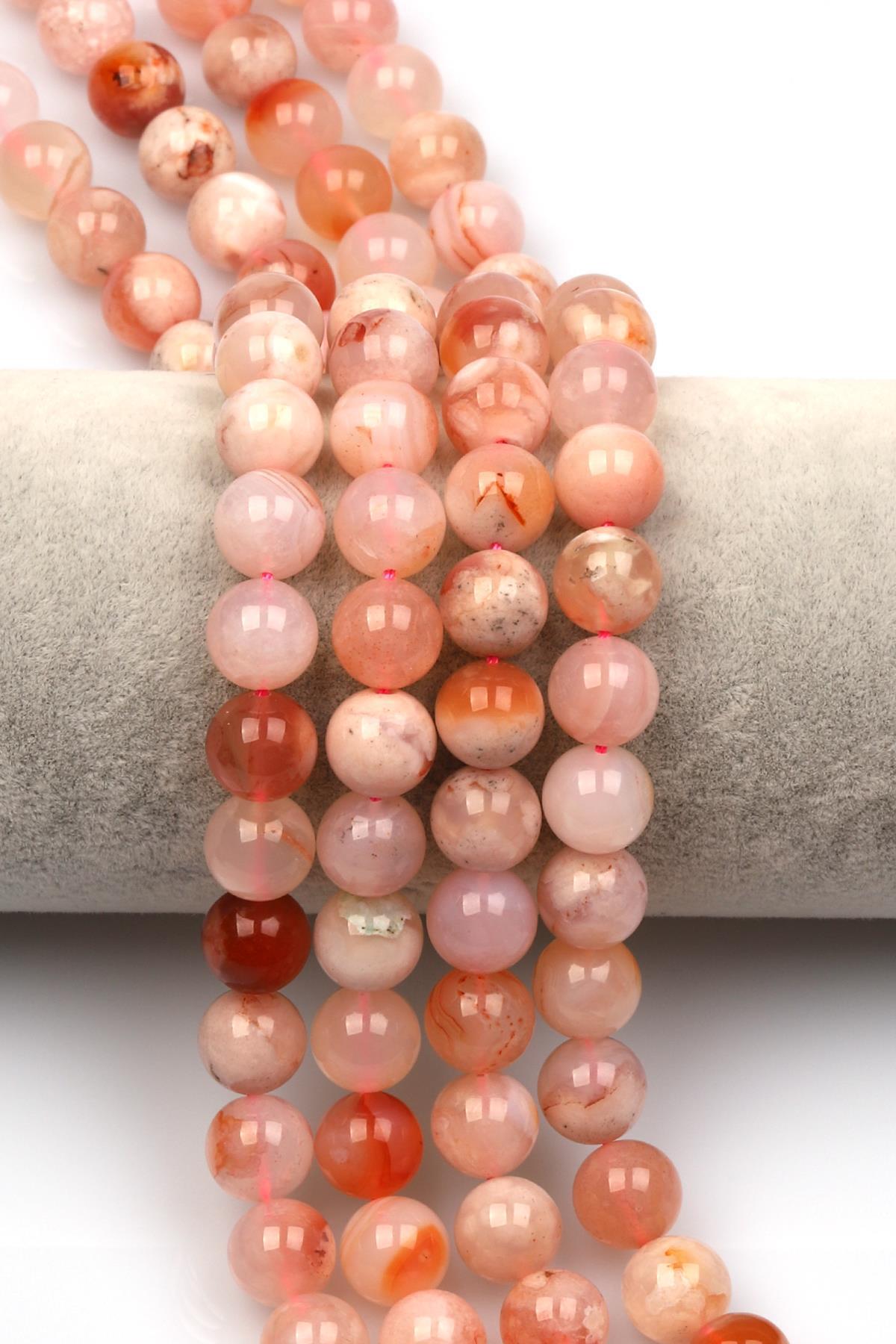 Flower Agate Doğal Taş Dizi 10 mm Küre Kesim