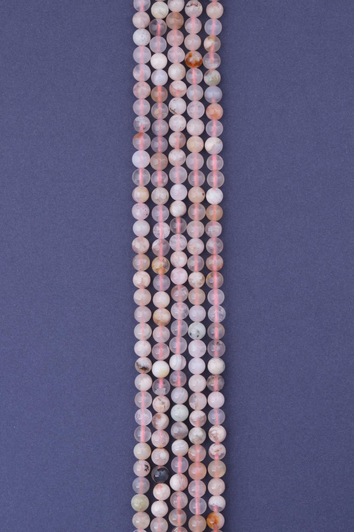 Flower Agate Doğal Taş Dizi 6 mm Küre Kesim