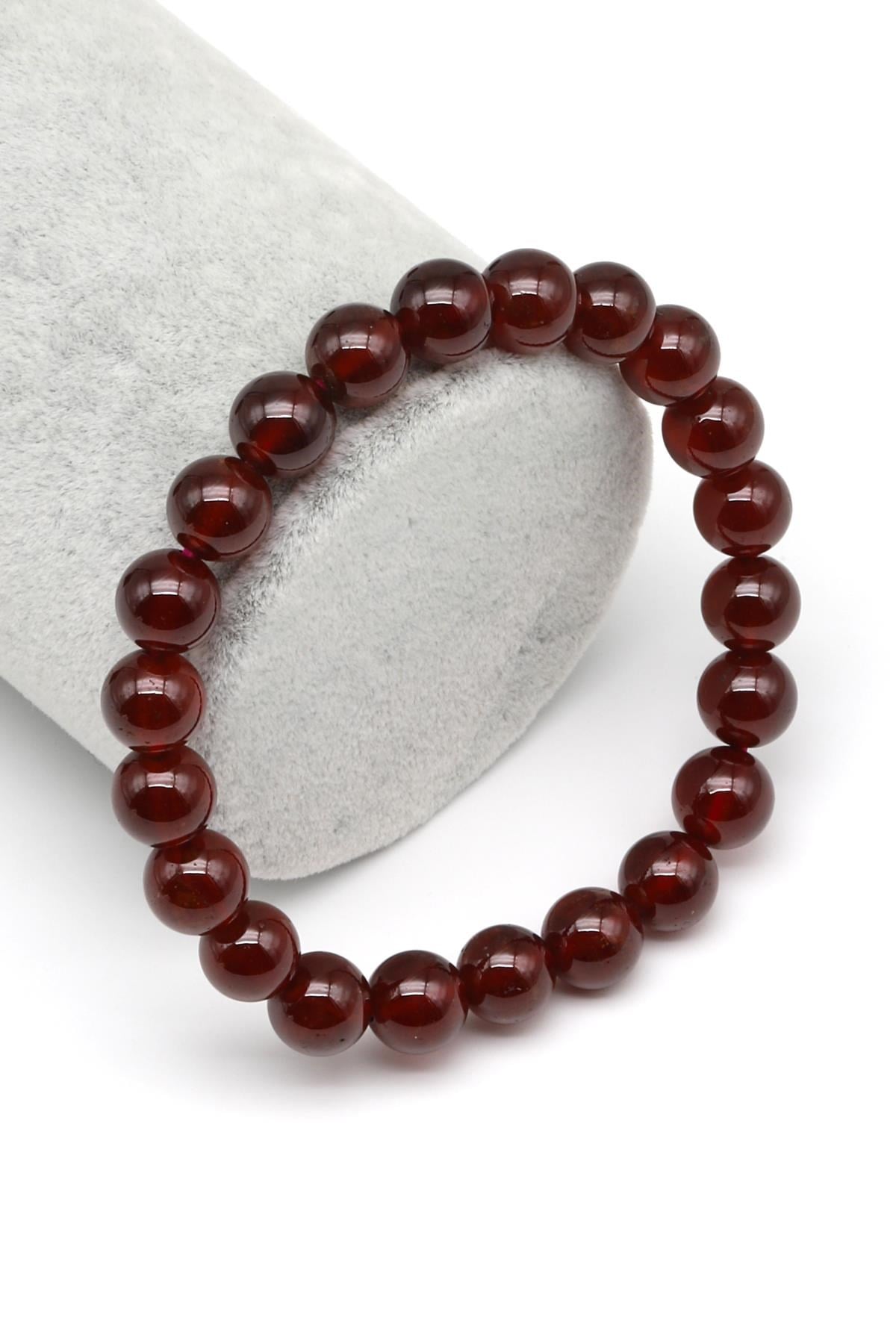 Garnet Doğal Taş Bileklik 8 mm Küre Kesim