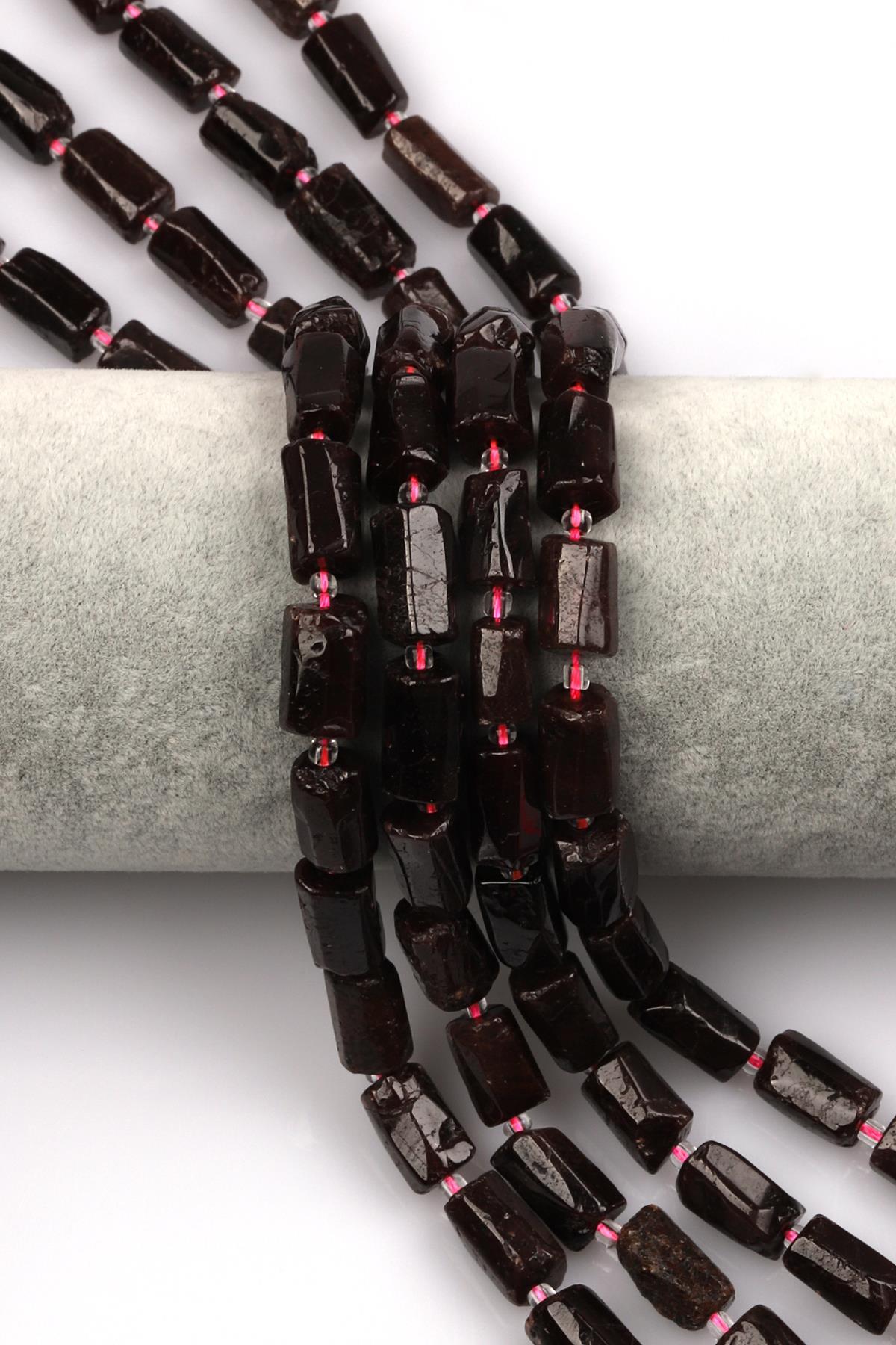 Garnet - Lal Doğal Taş Dizi 7 x 12 mm Boru Kesim