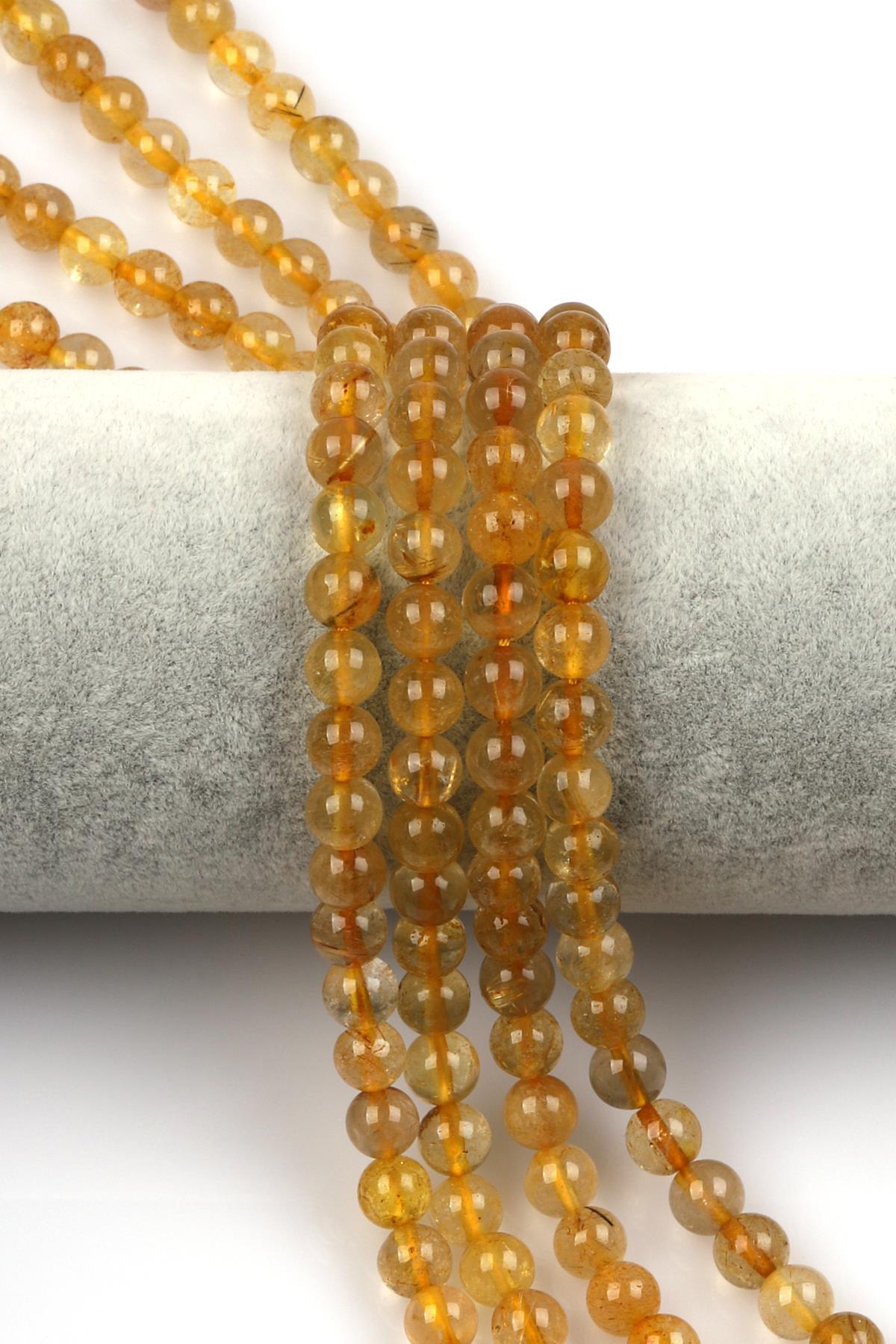 Gold Rutil Kuvars Doğal Taş Dizi 7 mm Küre Kesim