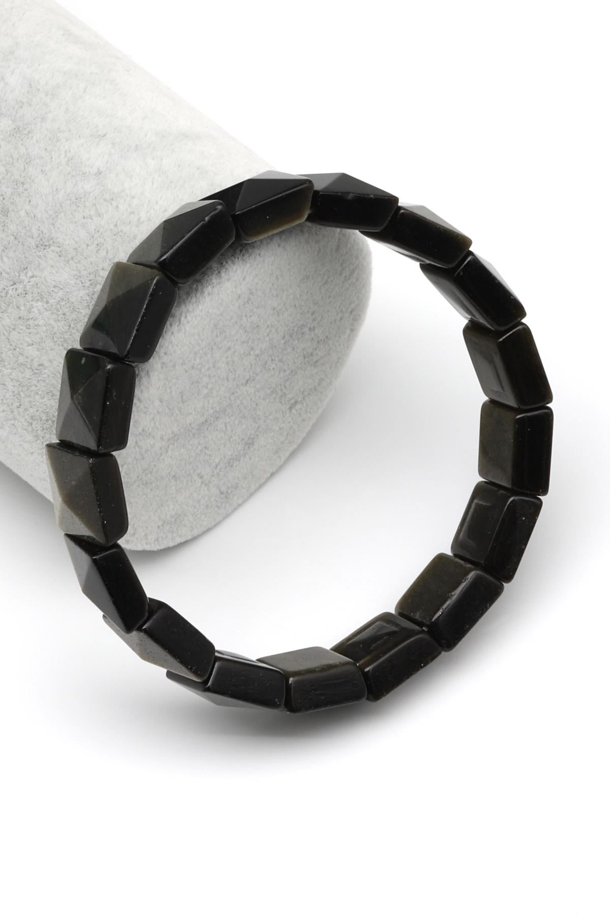 Golden Obsidyen Doğal Taş Bileklik 12 x 12 mm Özel Kesim