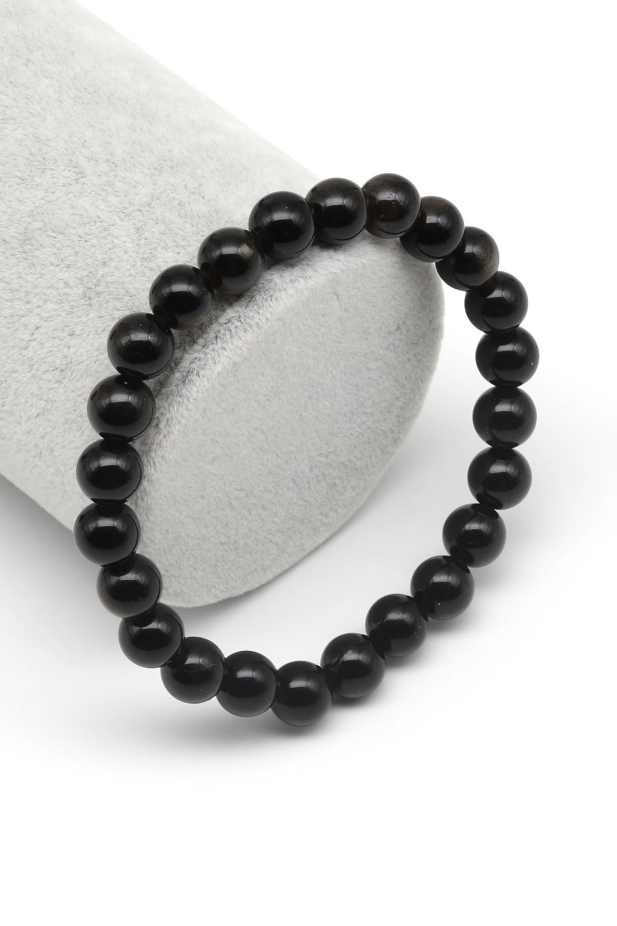 Golden Obsidyen Doğal Taş Bileklik 8 mm Küre Kesim