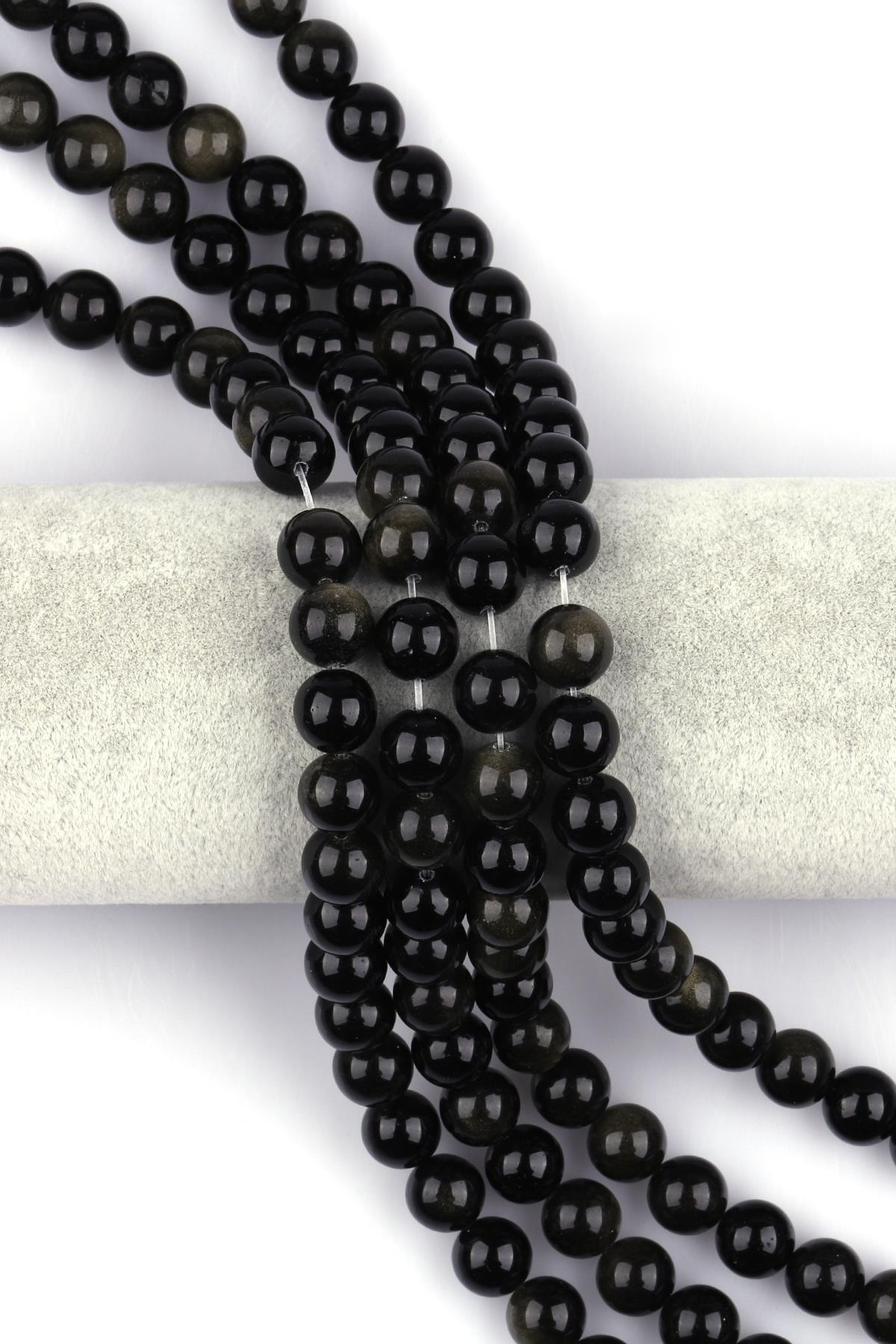 Golden Obsidyen Doğal Taş Dizi 10 mm Küre Kesim