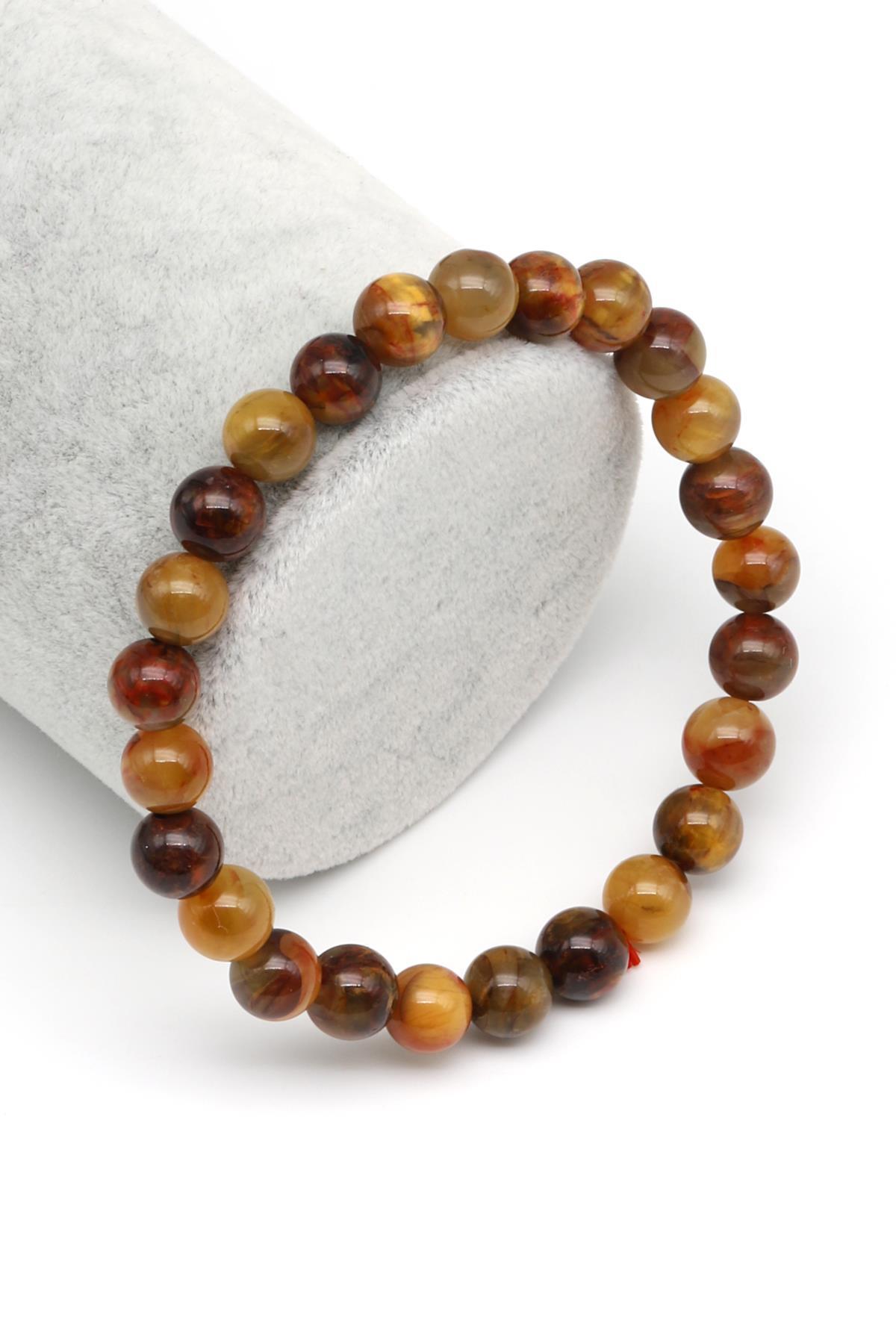 Golden Pietersite Doğal Taş Bileklik 7 mm Küre Kesim