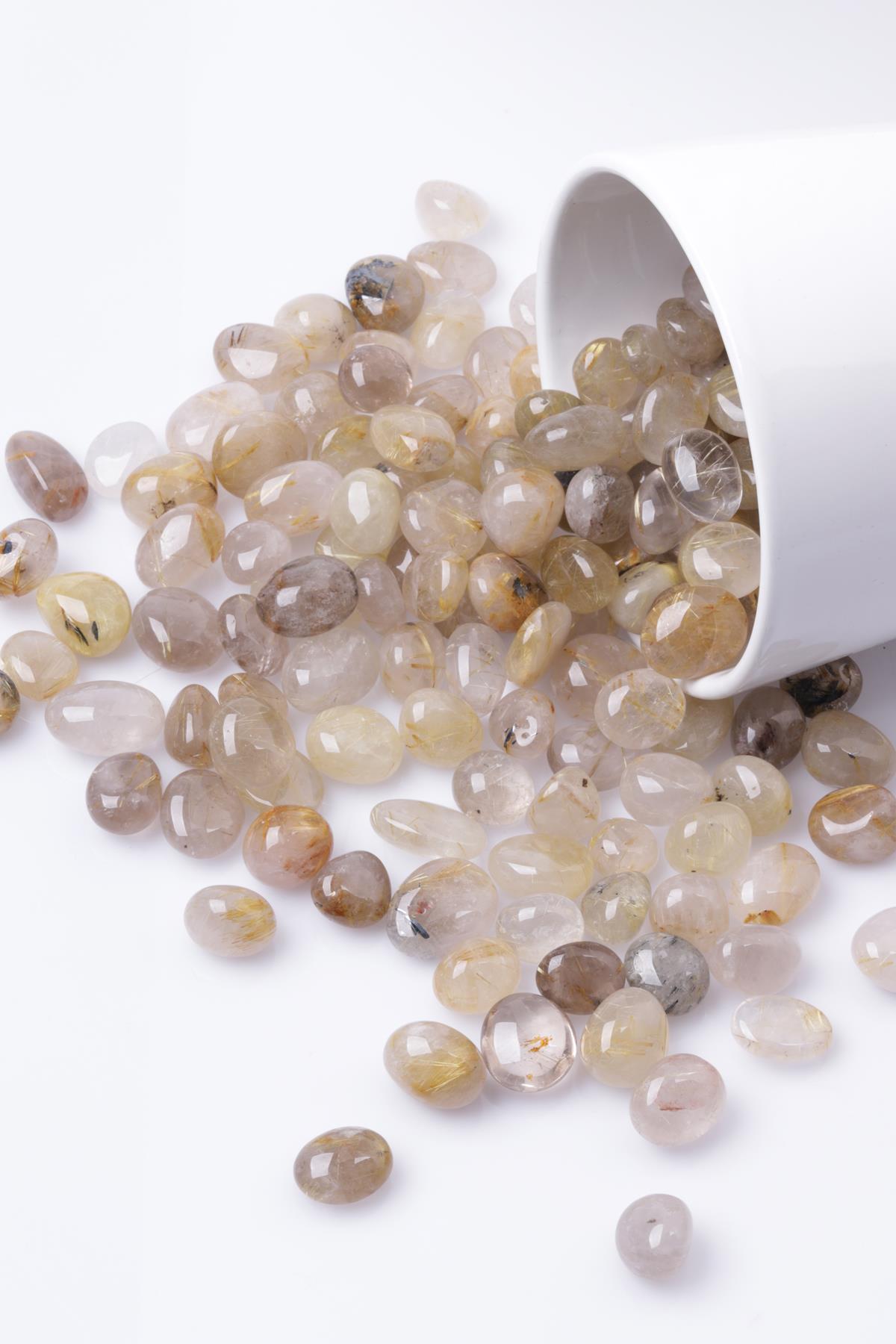 Golden Rutilli Kuvars Doğal Taş Tamburlanmış Parça - Tımbıl