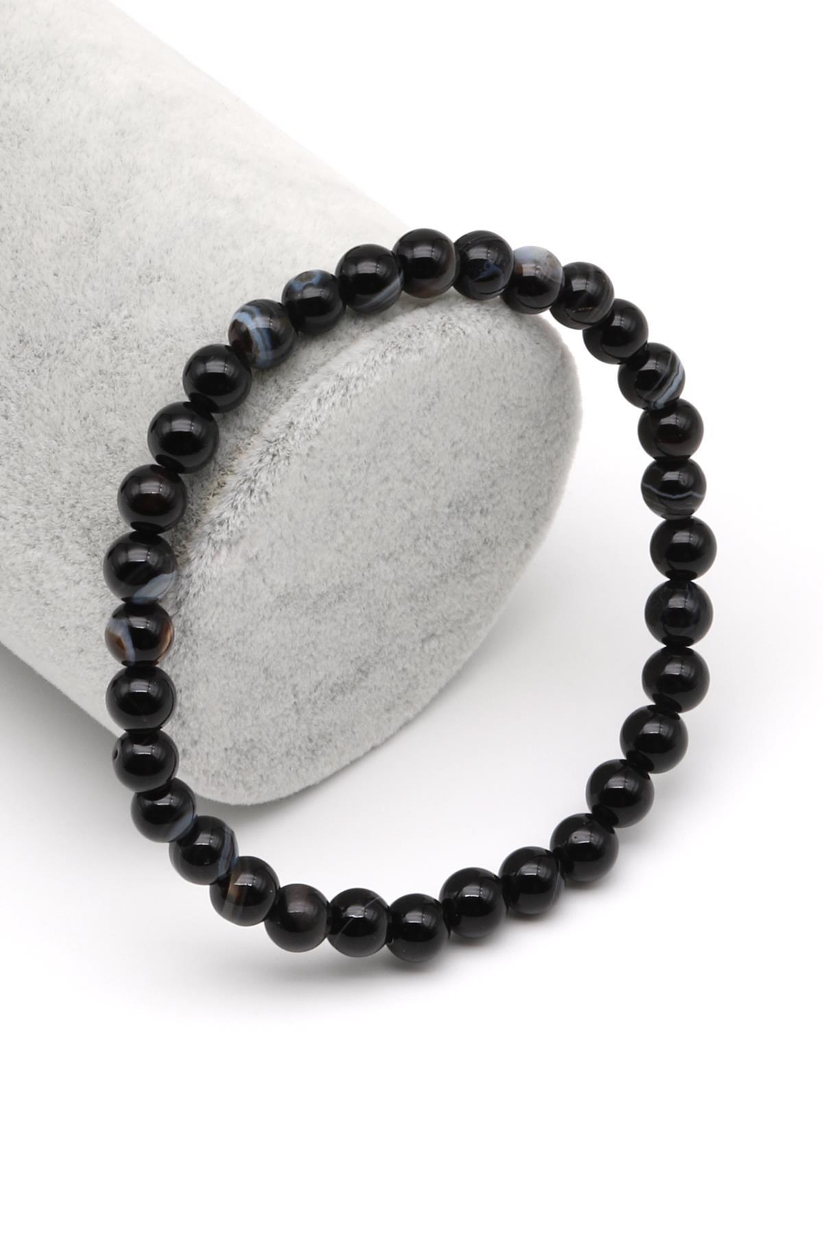 Göz Akik Doğal Taş Bileklik 6 mm Küre Kesim