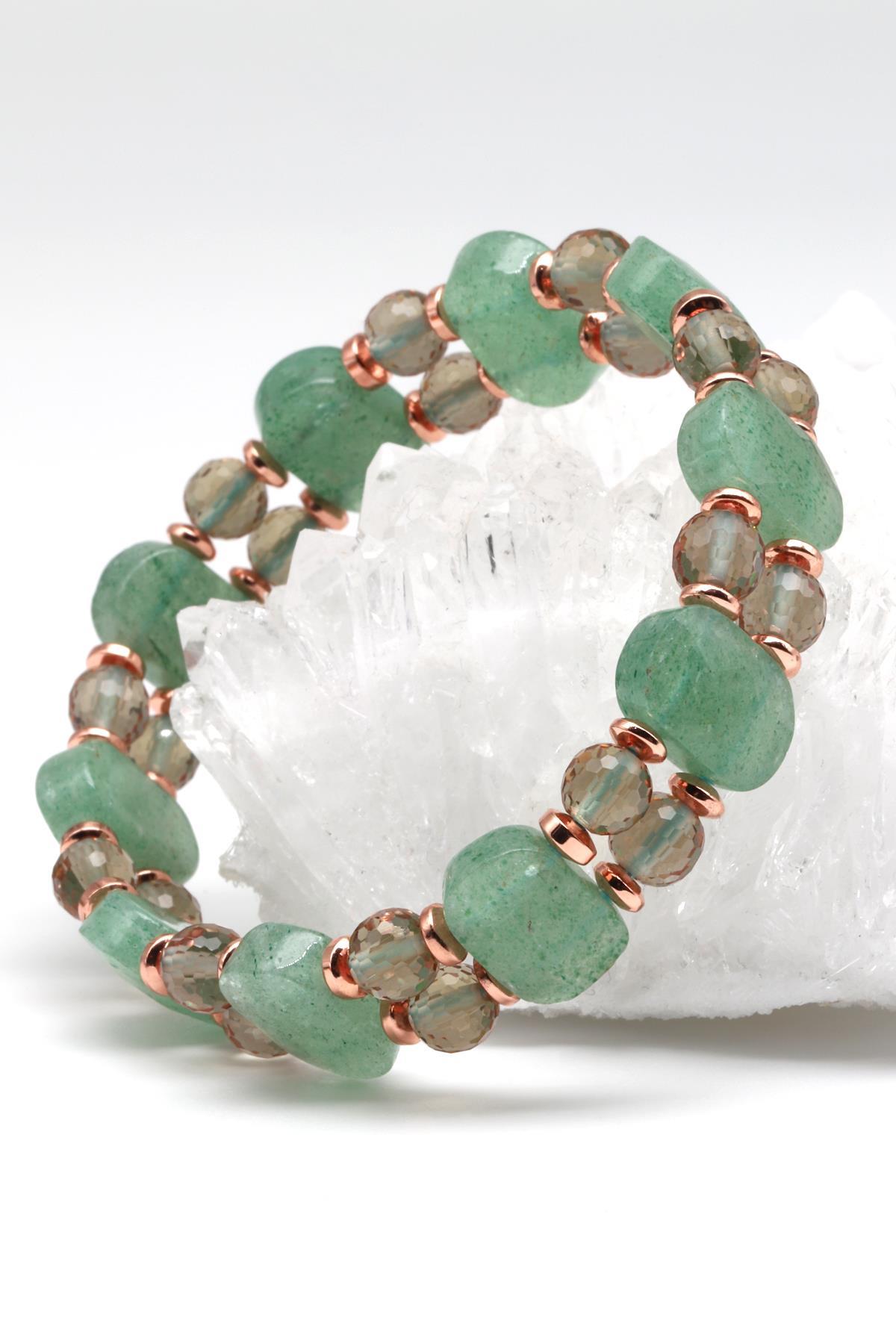 Green Kuvars - Zultanit -  Hematit Doğal Taş Tasarım Bileklik