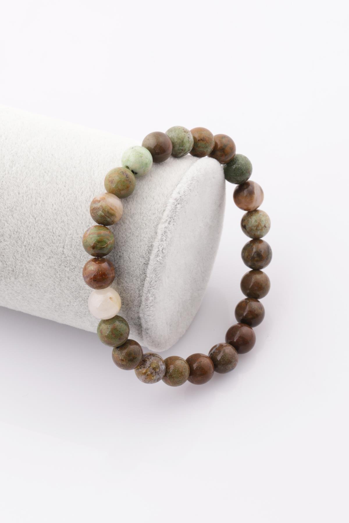 Green Opal Doğal Taş Bileklik 8 mm Küre Kesim