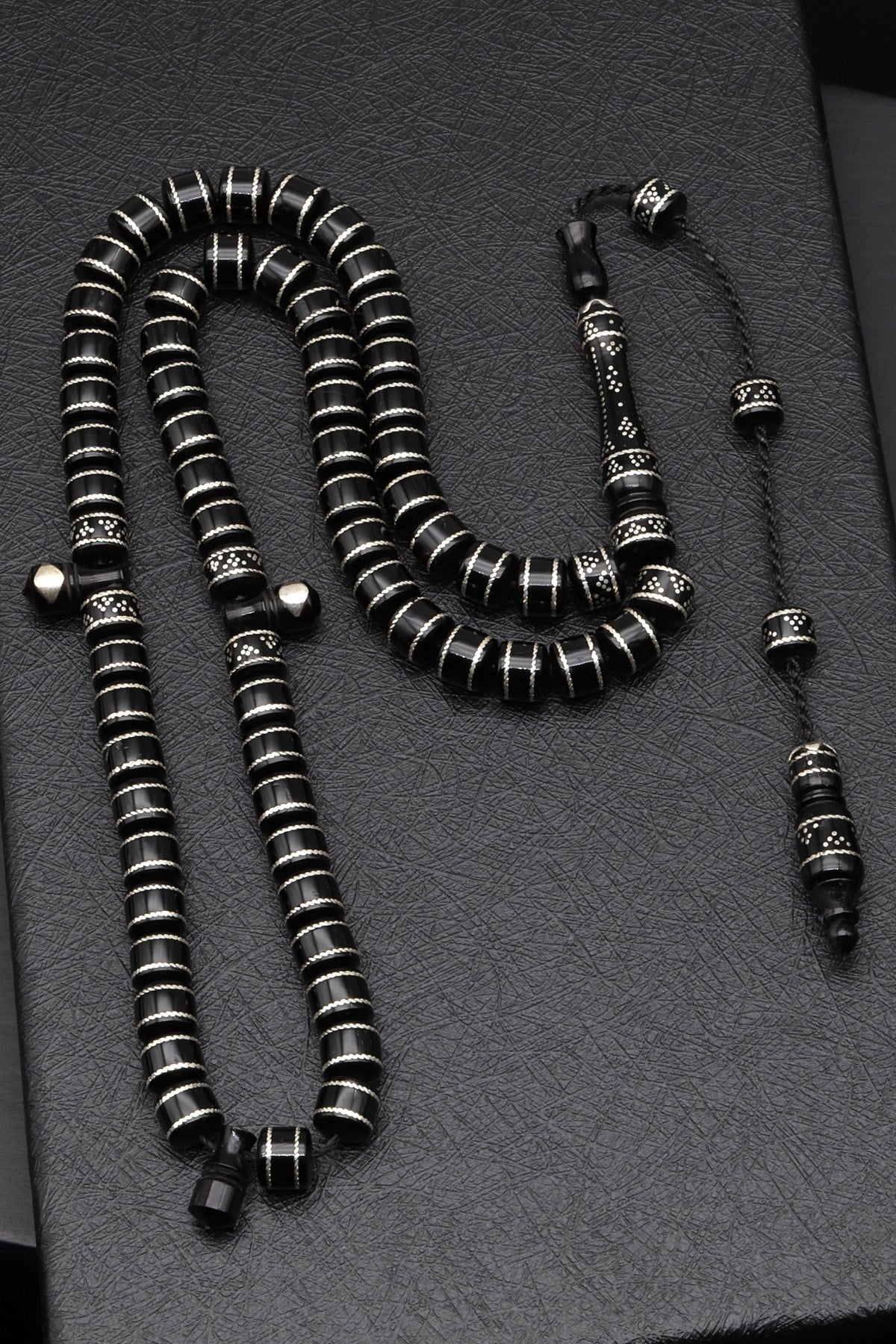 Gümüş İşlemeli Kuka Ağacı 66'lu Tesbih 8 x 7 mm Rondel Kesim - T-1749