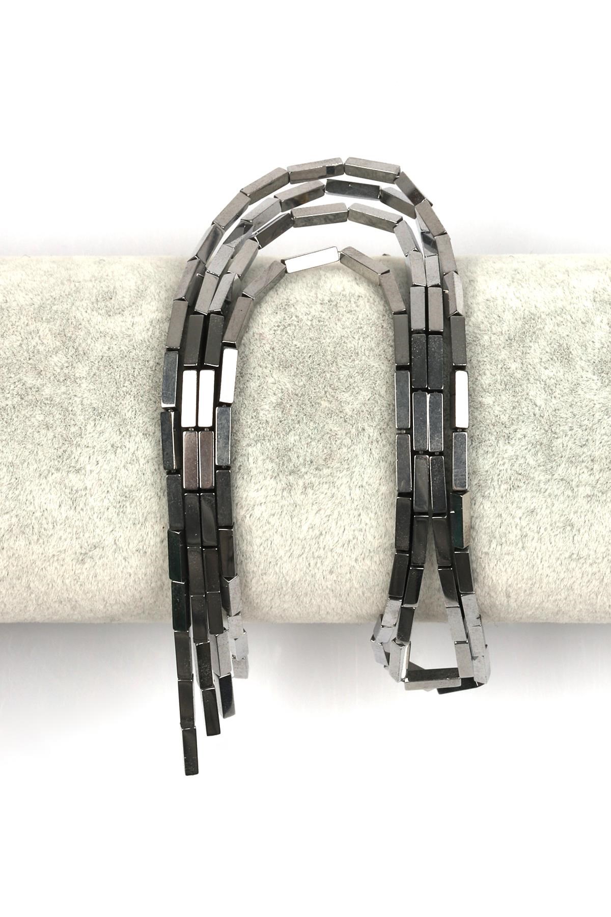 Gümüş Renk Hematit Dizi 2 x 8 mm Boru Kesim
