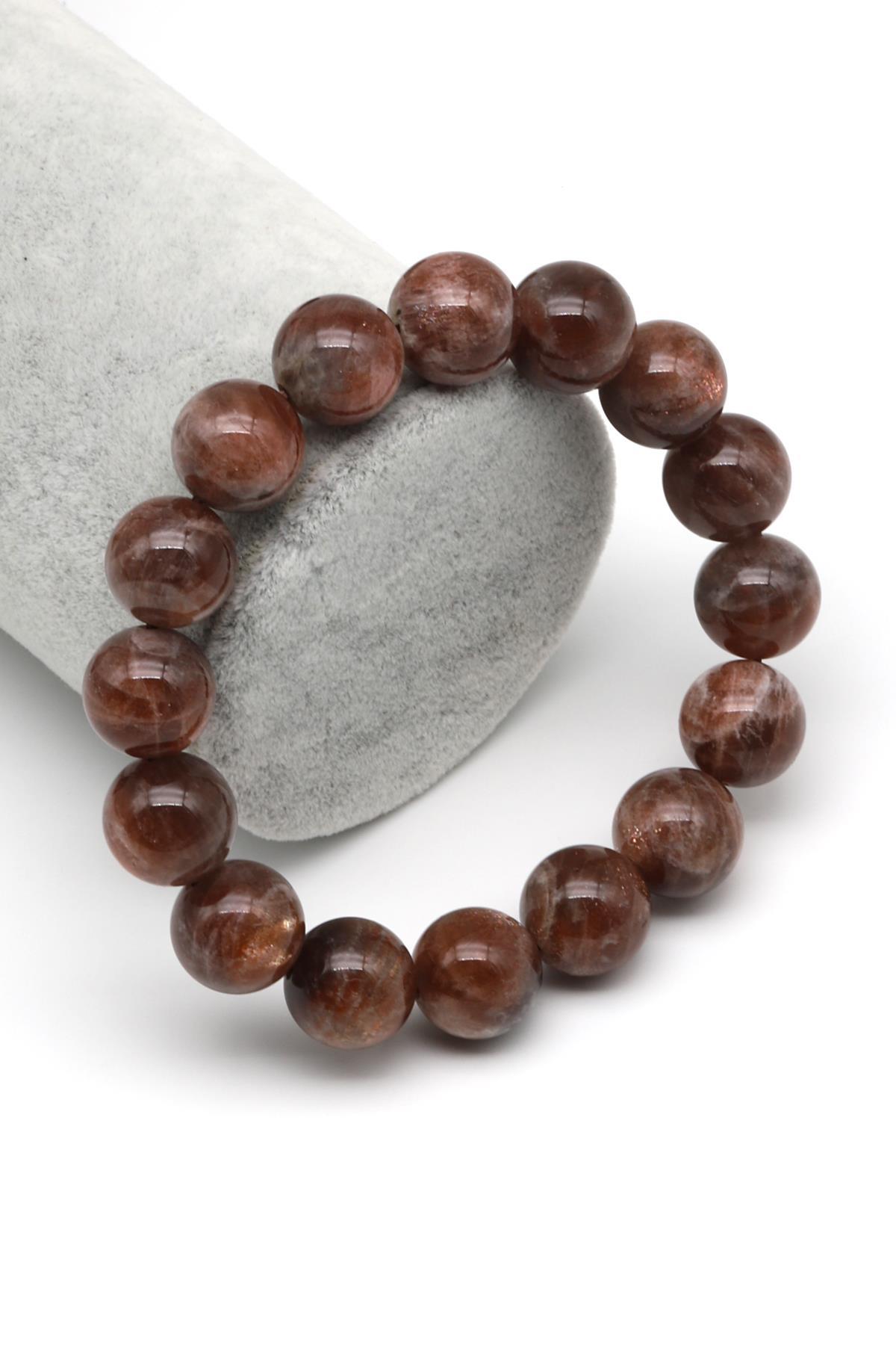 Güneş Taşı Doğal Taş Bileklik 12 mm Küre Kesim