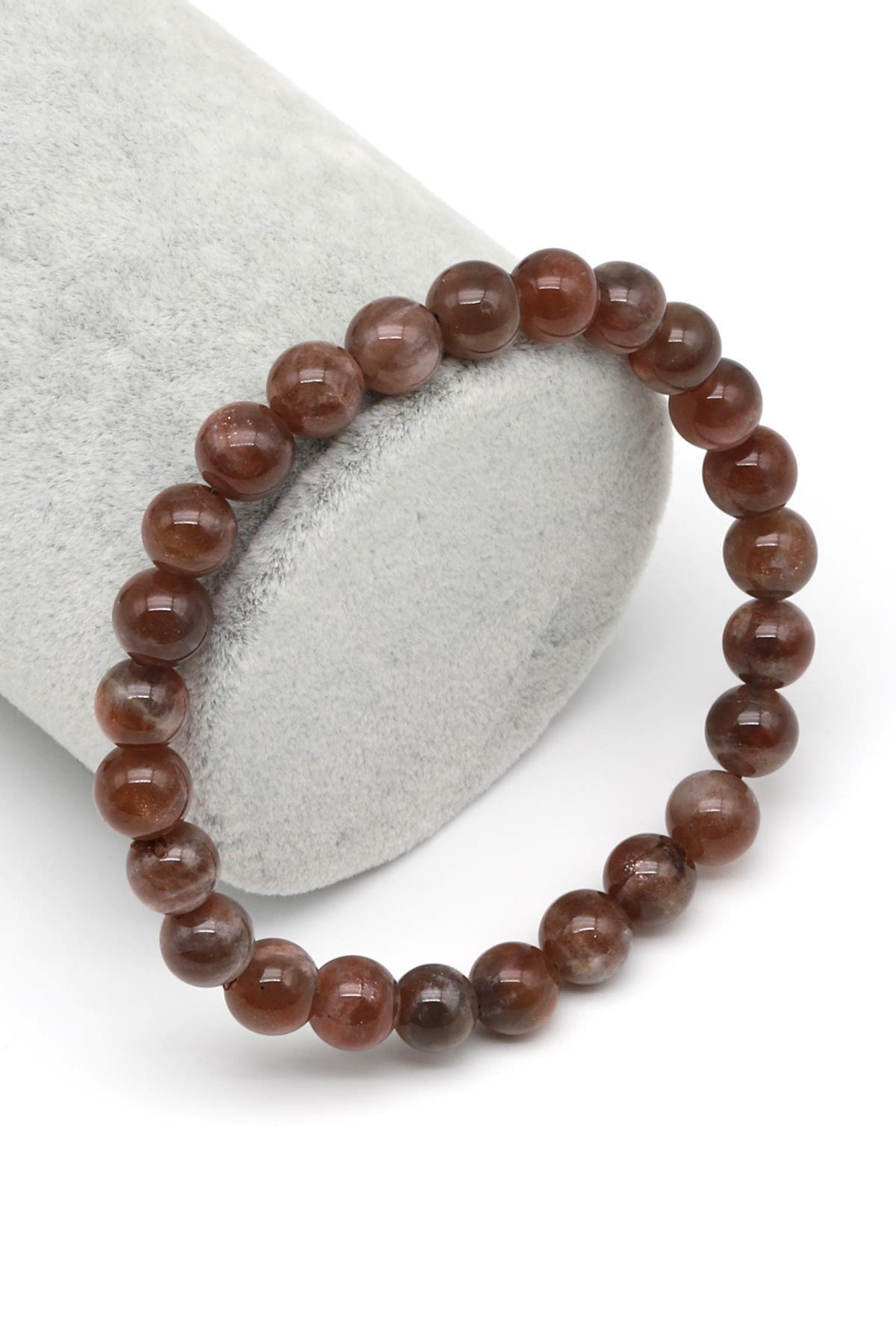 Güneş Taşı Doğal Taş Bileklik 7 mm Küre Kesim