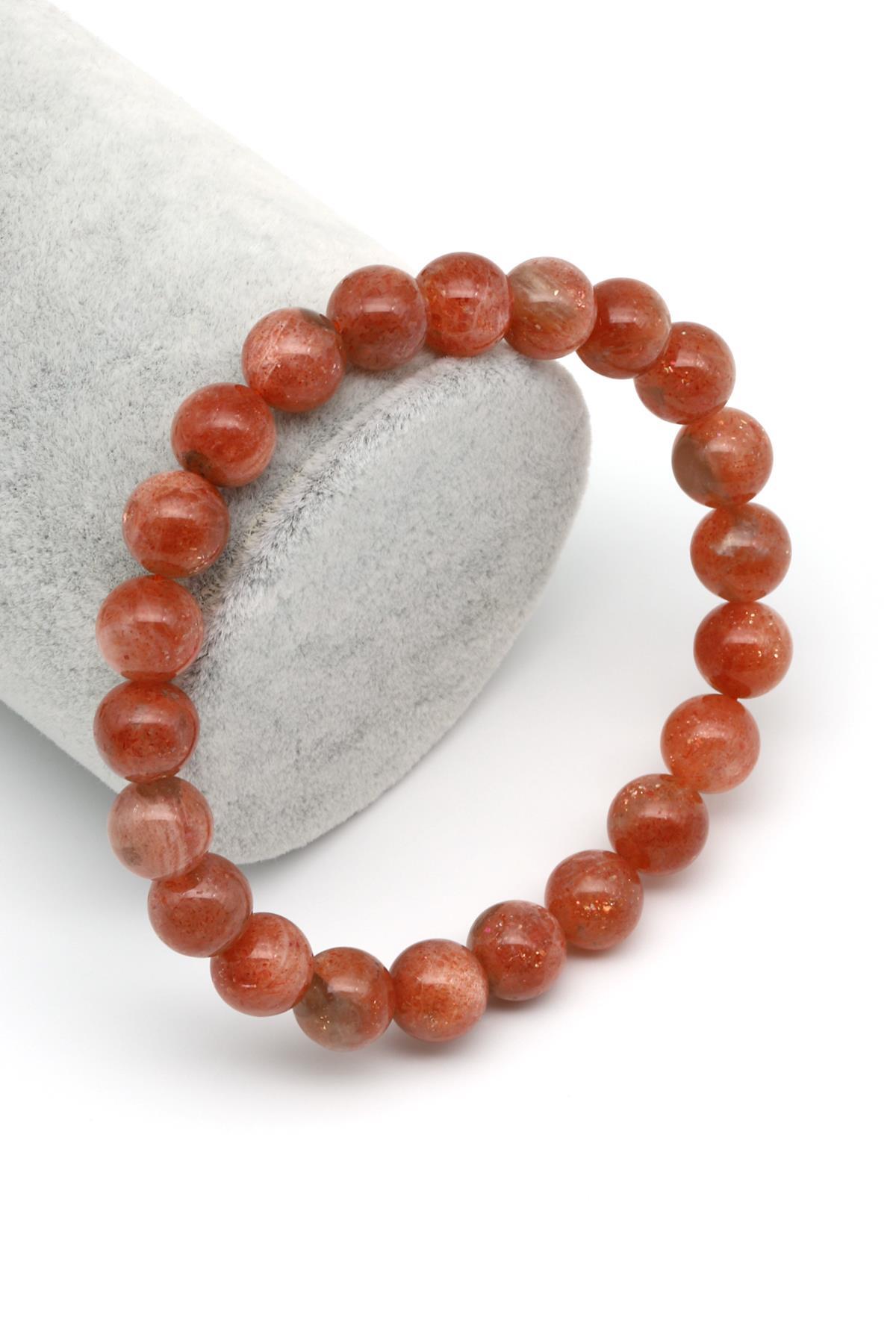 Güneş Taşı Doğal Taş Bileklik 9 mm Küre Kesim