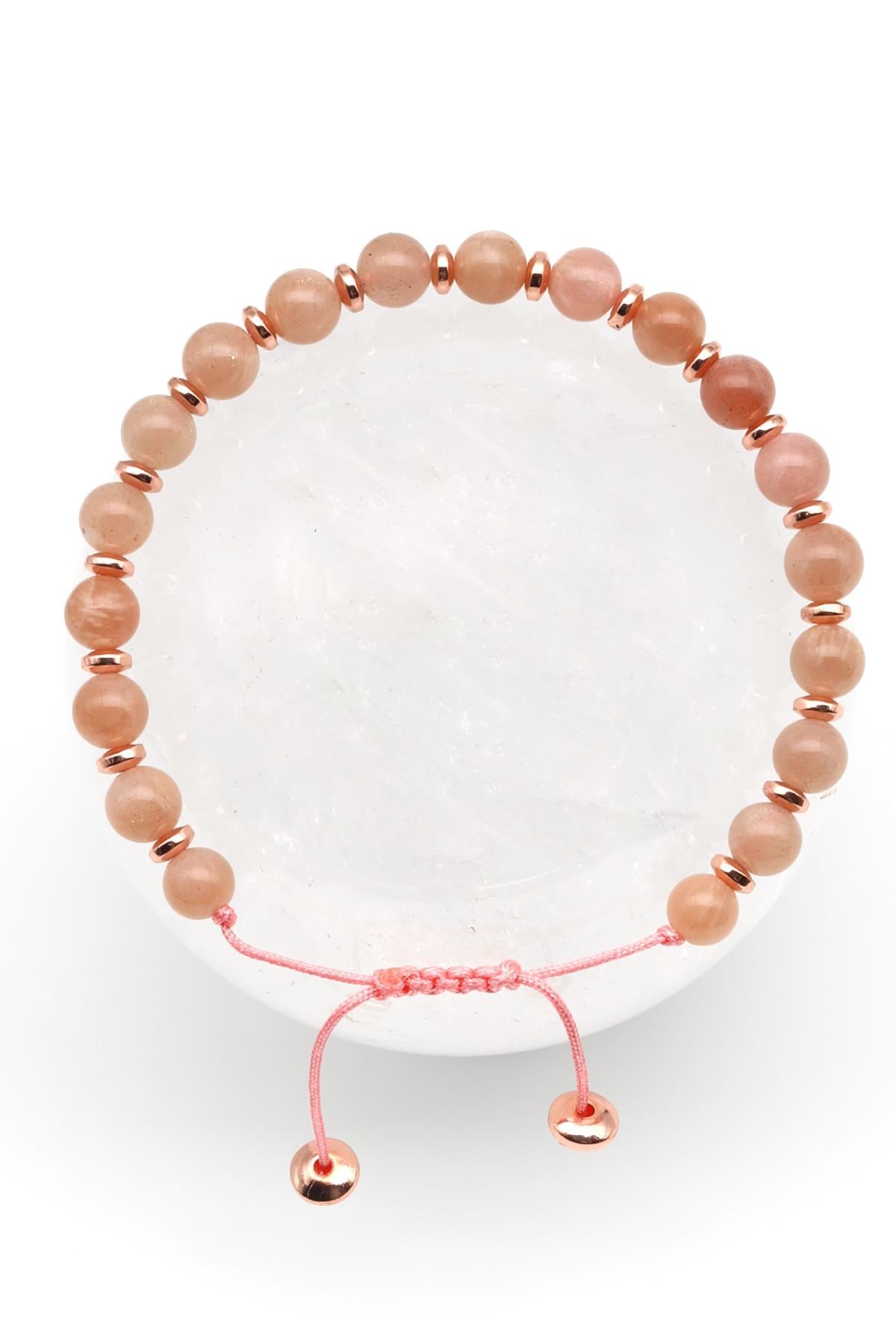 Güneş Taşı Doğal Taş Makrome Örme Bileklik