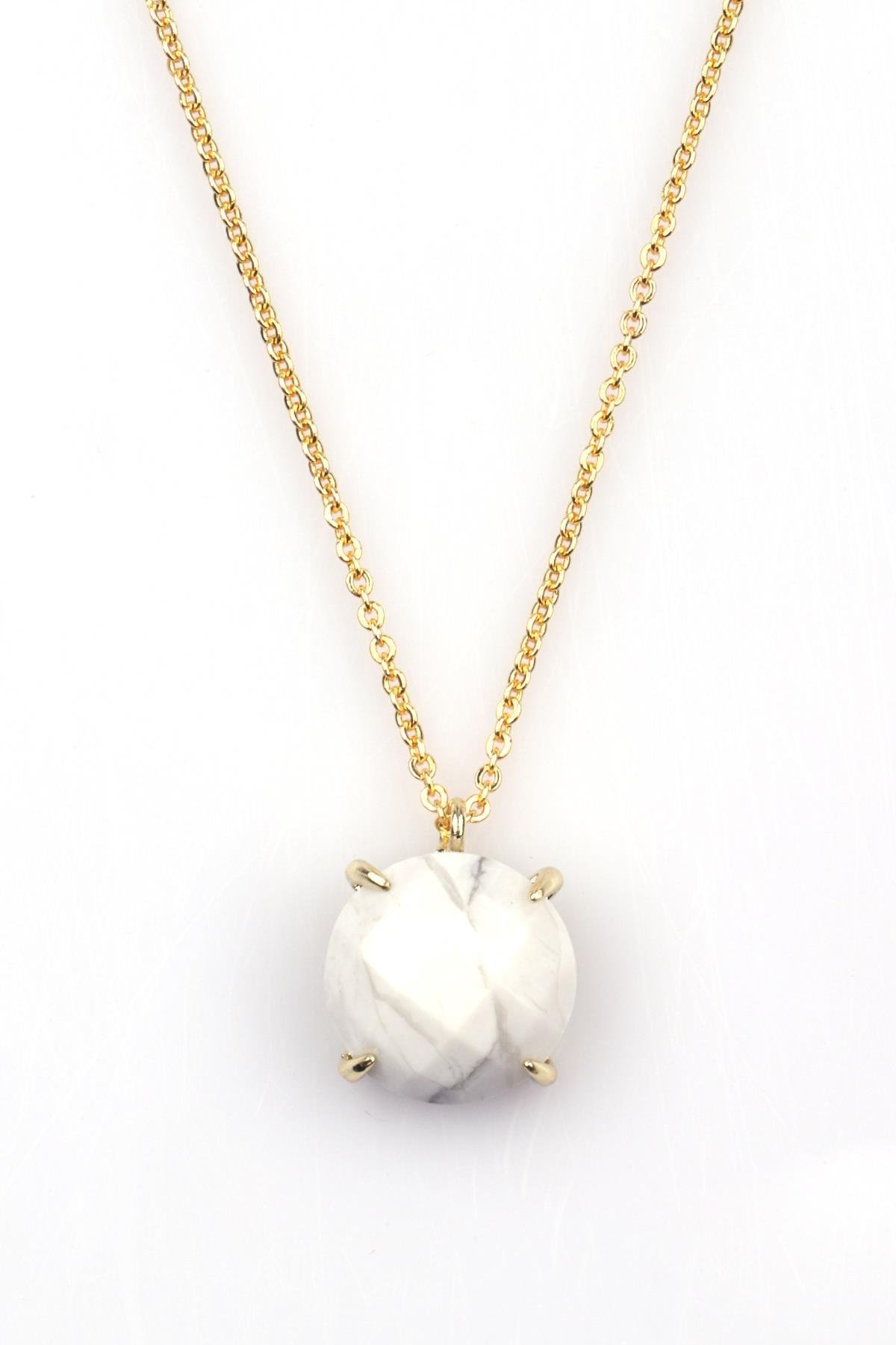 Havlit Doğal Taş Gold Renkli Kolye