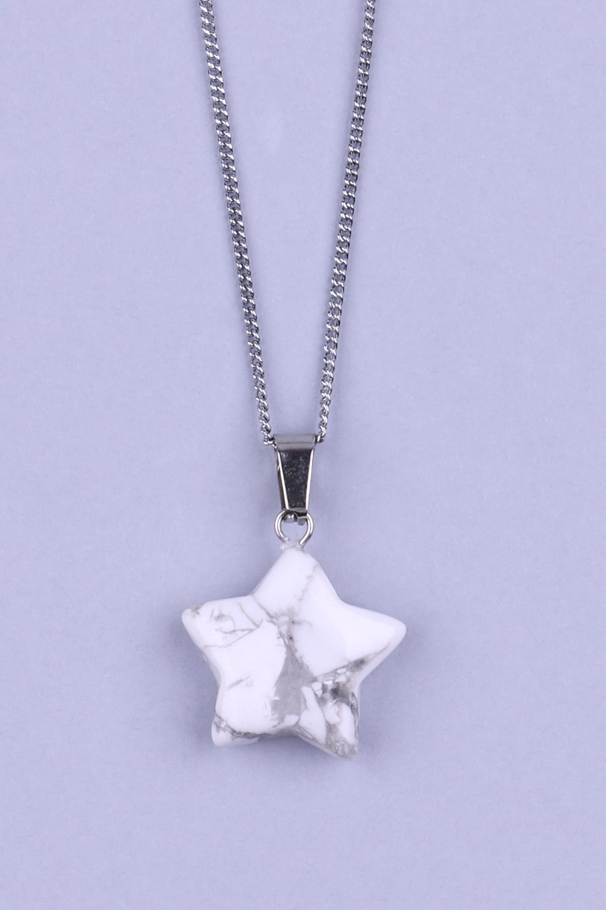 Havlit Doğal Taş Yıldız Model Kolye