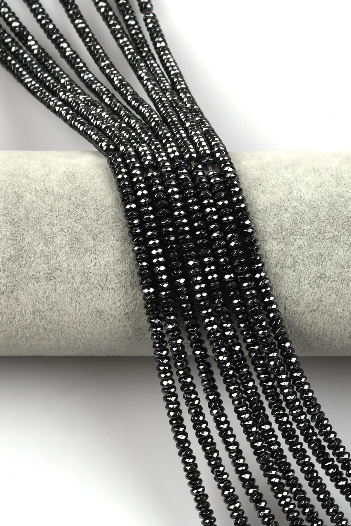 Hematit Dizi 2 x 4 mm Fasetli Rondel Kesim