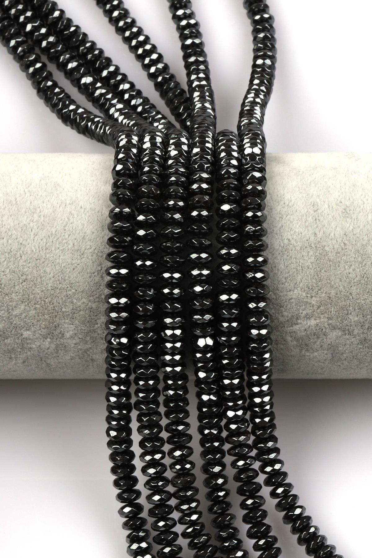 Hematit Dizi 3 x 6 mm Rondel Kesim