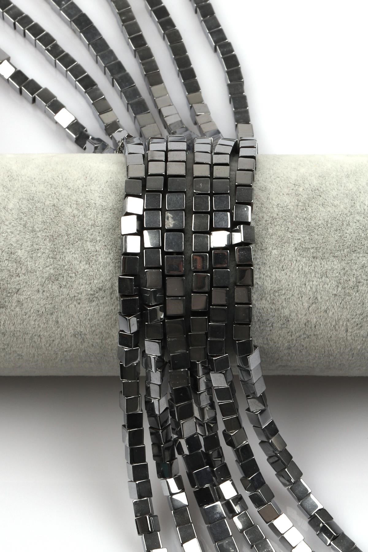 Hematit Dizi 4 mm Küp Kesim