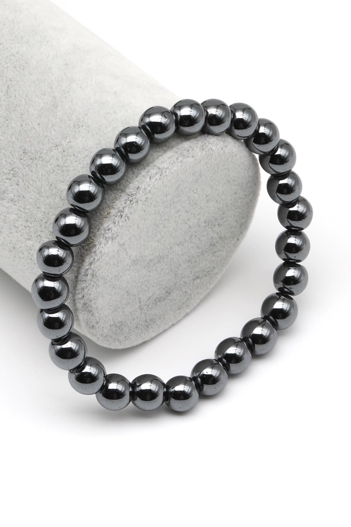 Hematit Doğal Taş Bileklik 8 mm Küre Kesim