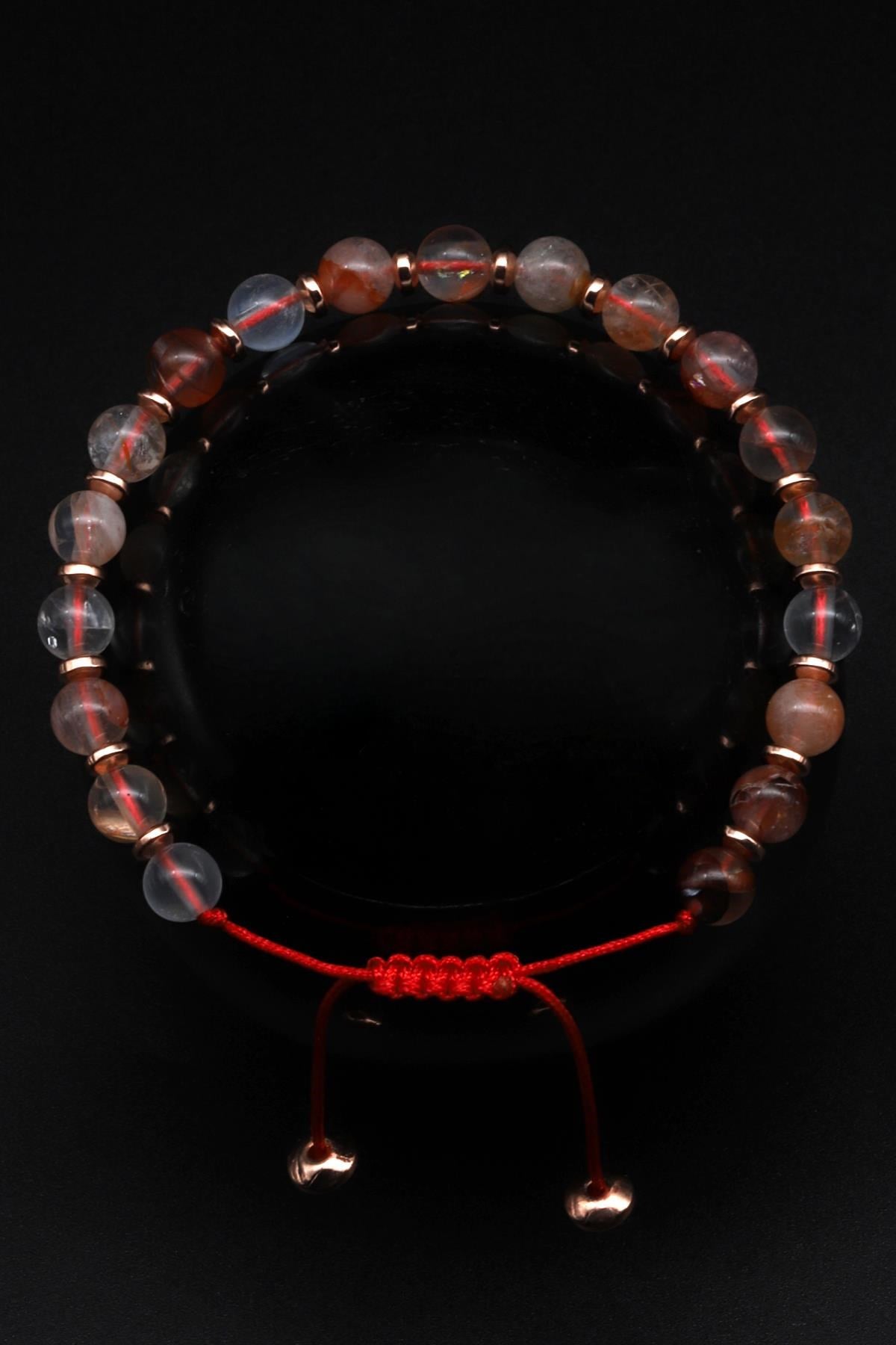 Hemato Kuvars Doğal Taş Makrome Örme Bileklik