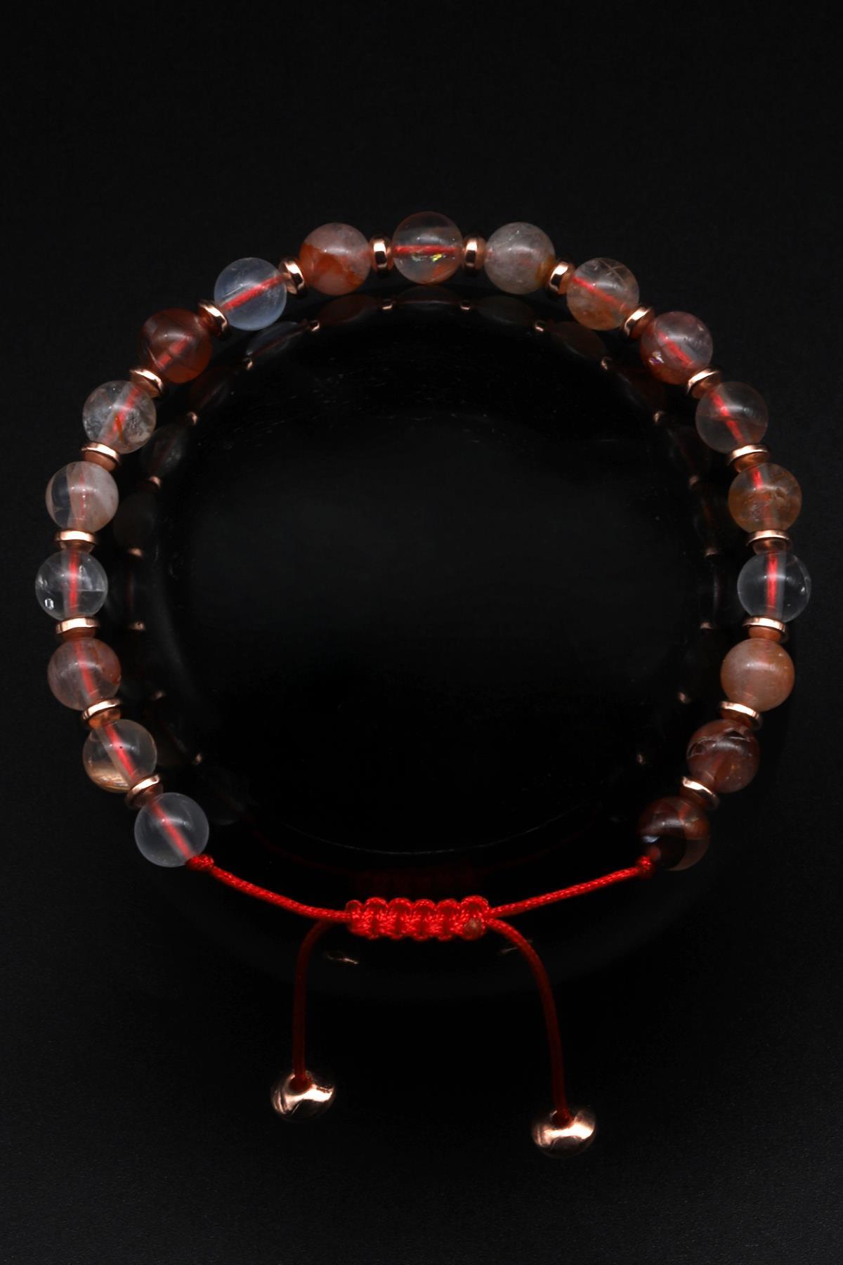 Hemato Kuvars Doğal Taş Makrome Örme Bileklik