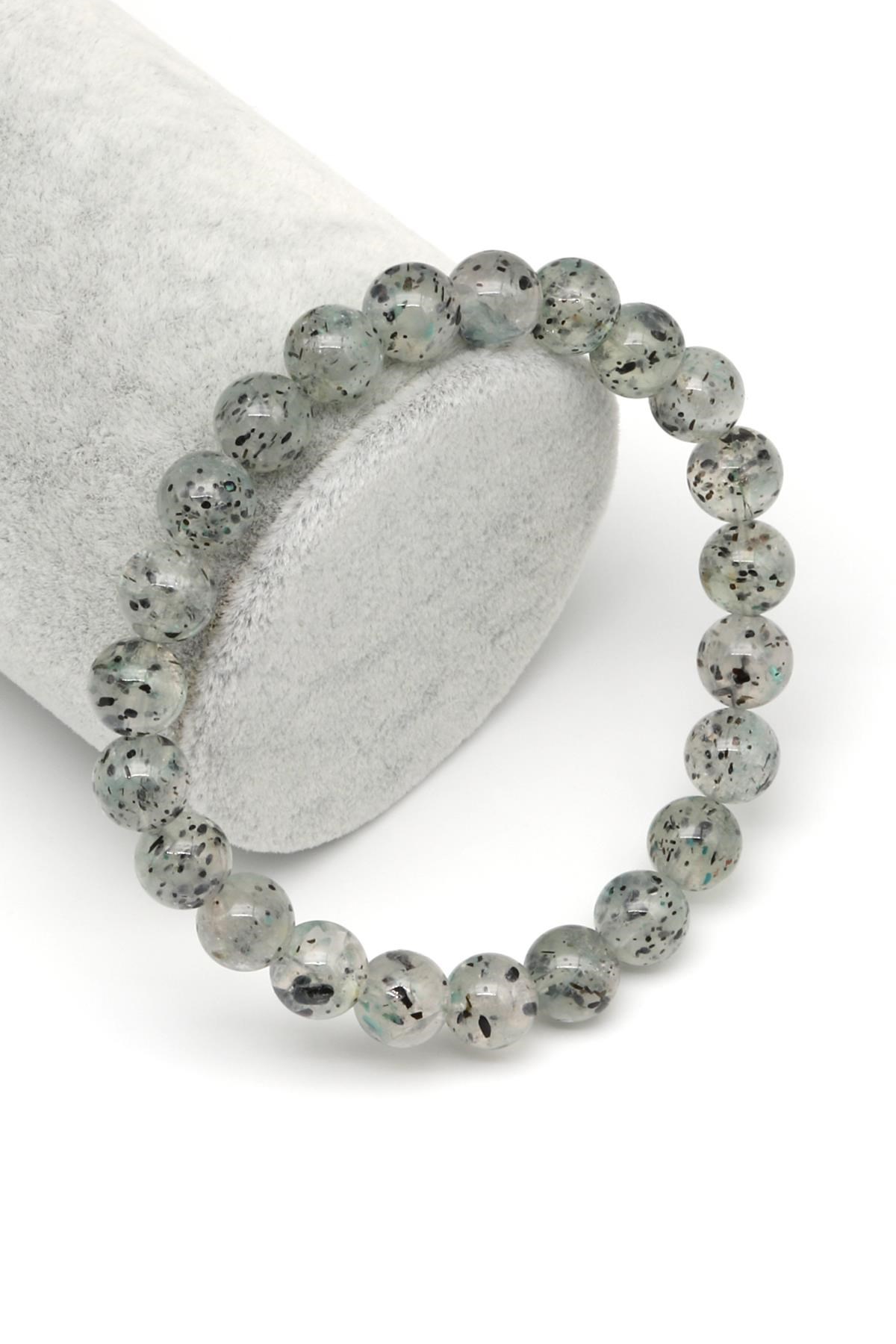 Herkimer Kuvars Doğal Taş Bileklik 8 mm Küre Kesim