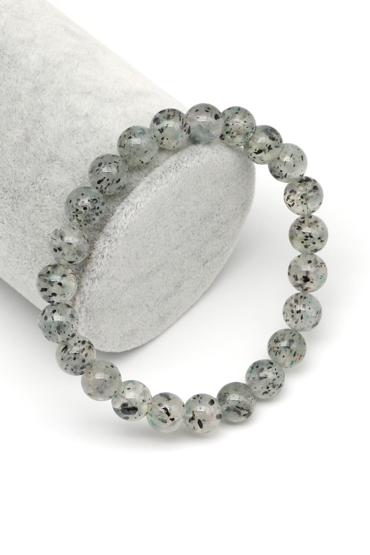 Herkimer Kuvars Doğal Taş Bileklik 8 mm Küre Kesim