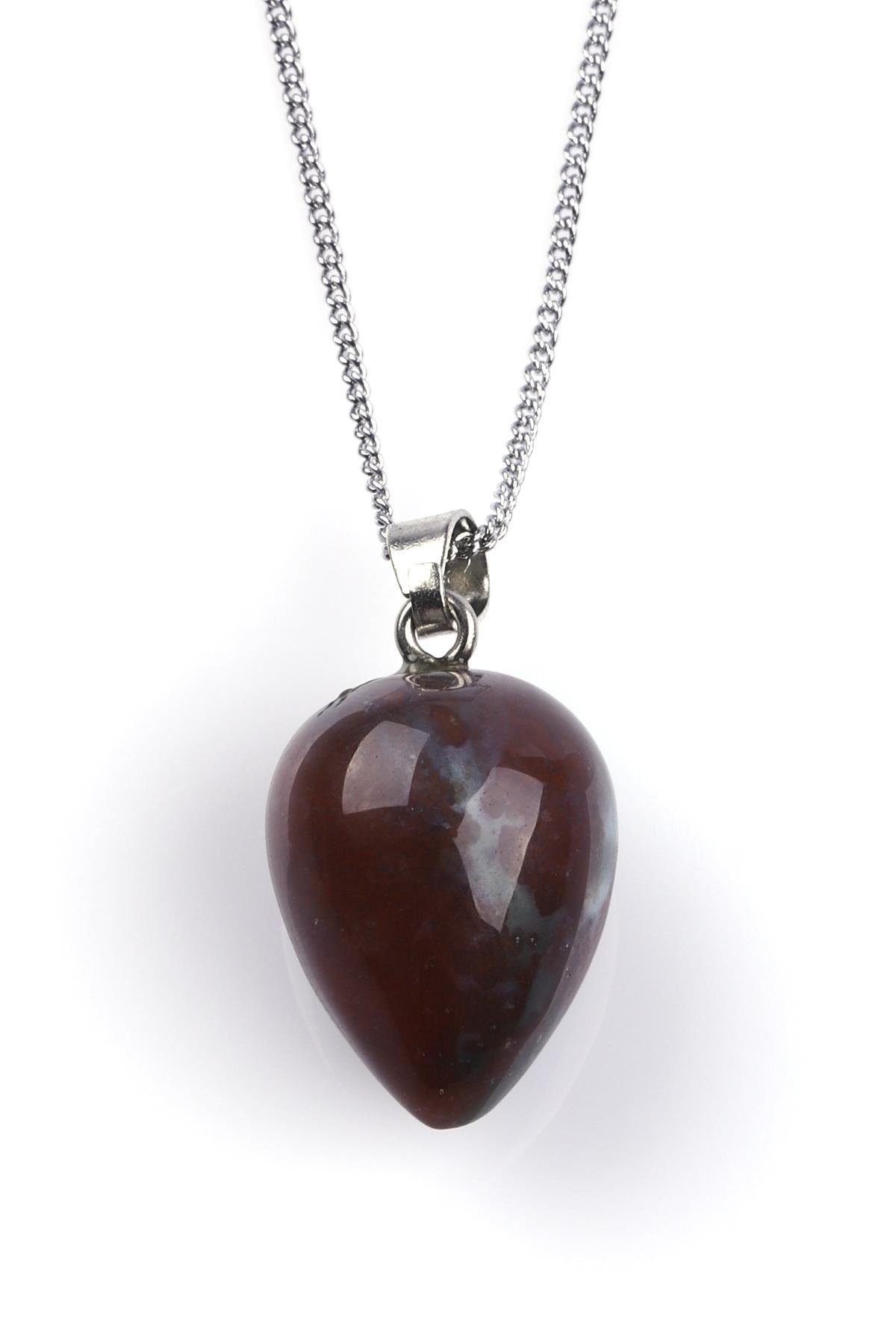 Hint Akik Doğal Taş Damla Model Kolye 