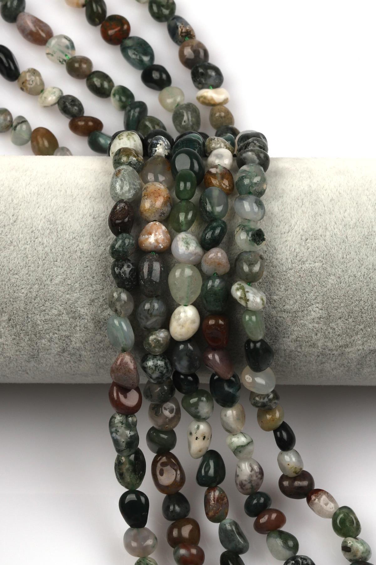 Hint Akik Doğal Taş Dizi 7 x 10 mm Mercimek Kesim