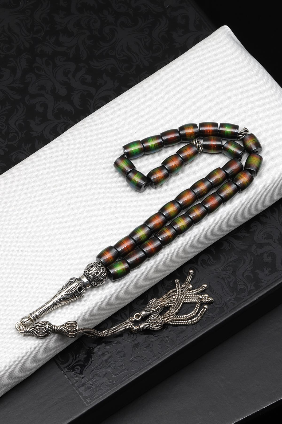 His Taşı Doğal Taş 925 Ayar Gümüş Tesbih 8 mm Küre Kesim