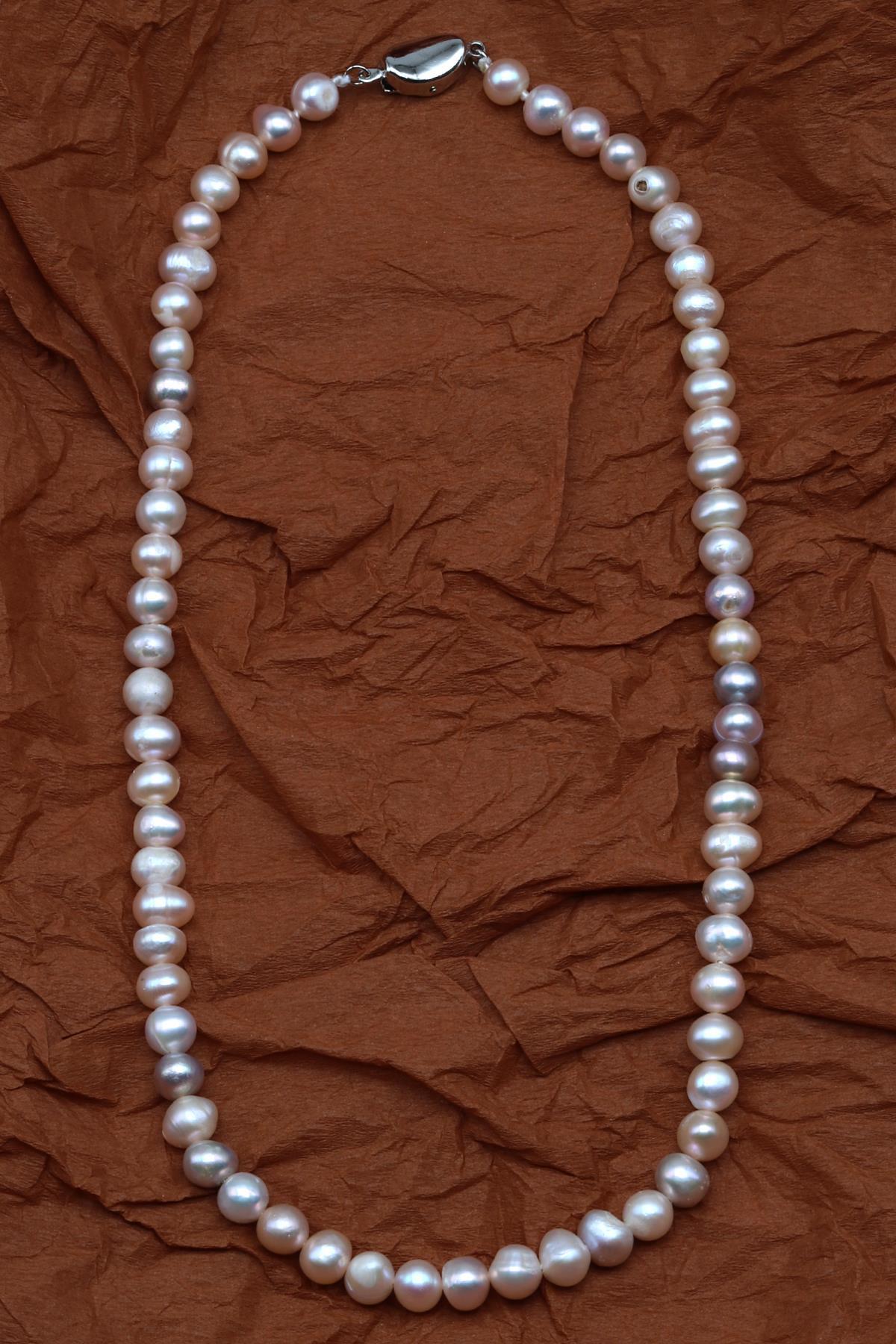 İnci Doğal Taş 925 Ayar Gümüş Kolye