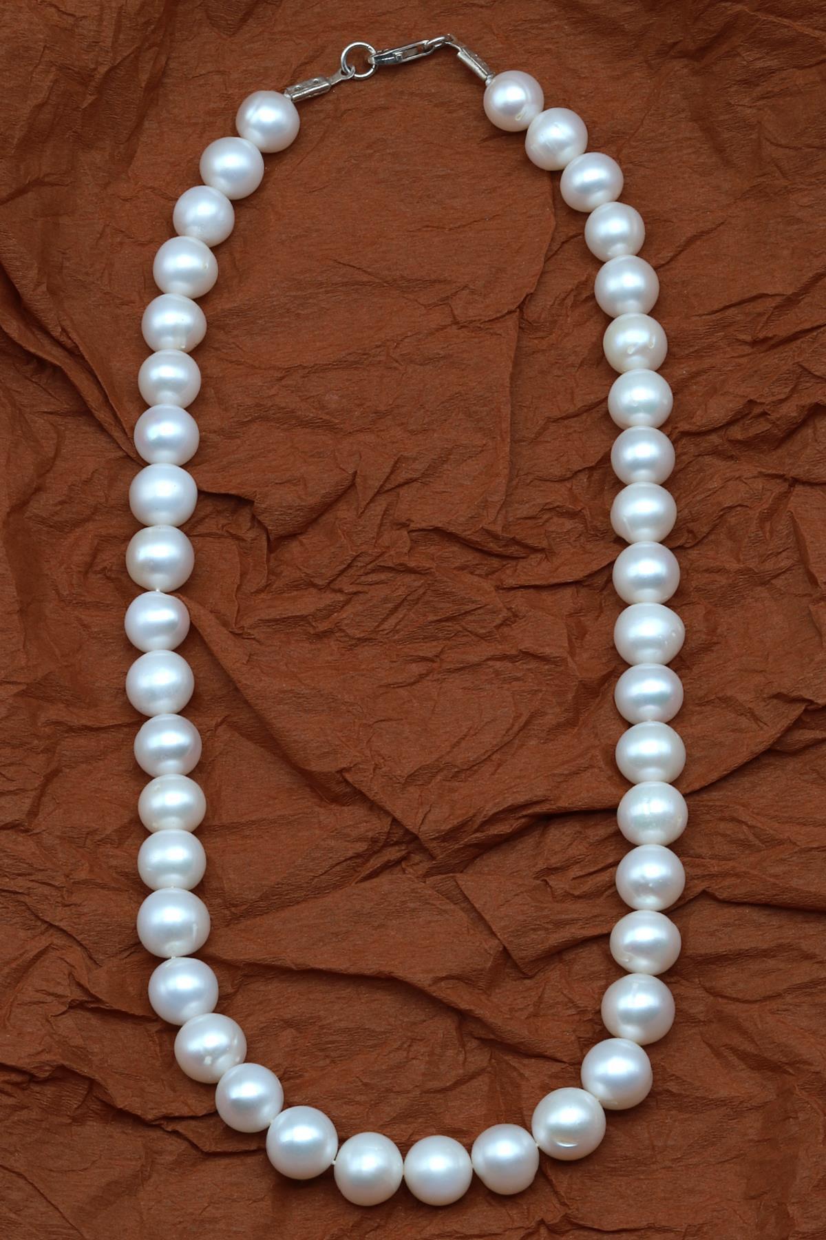 İnci Doğal Taş 925 Ayar Gümüş Kolye