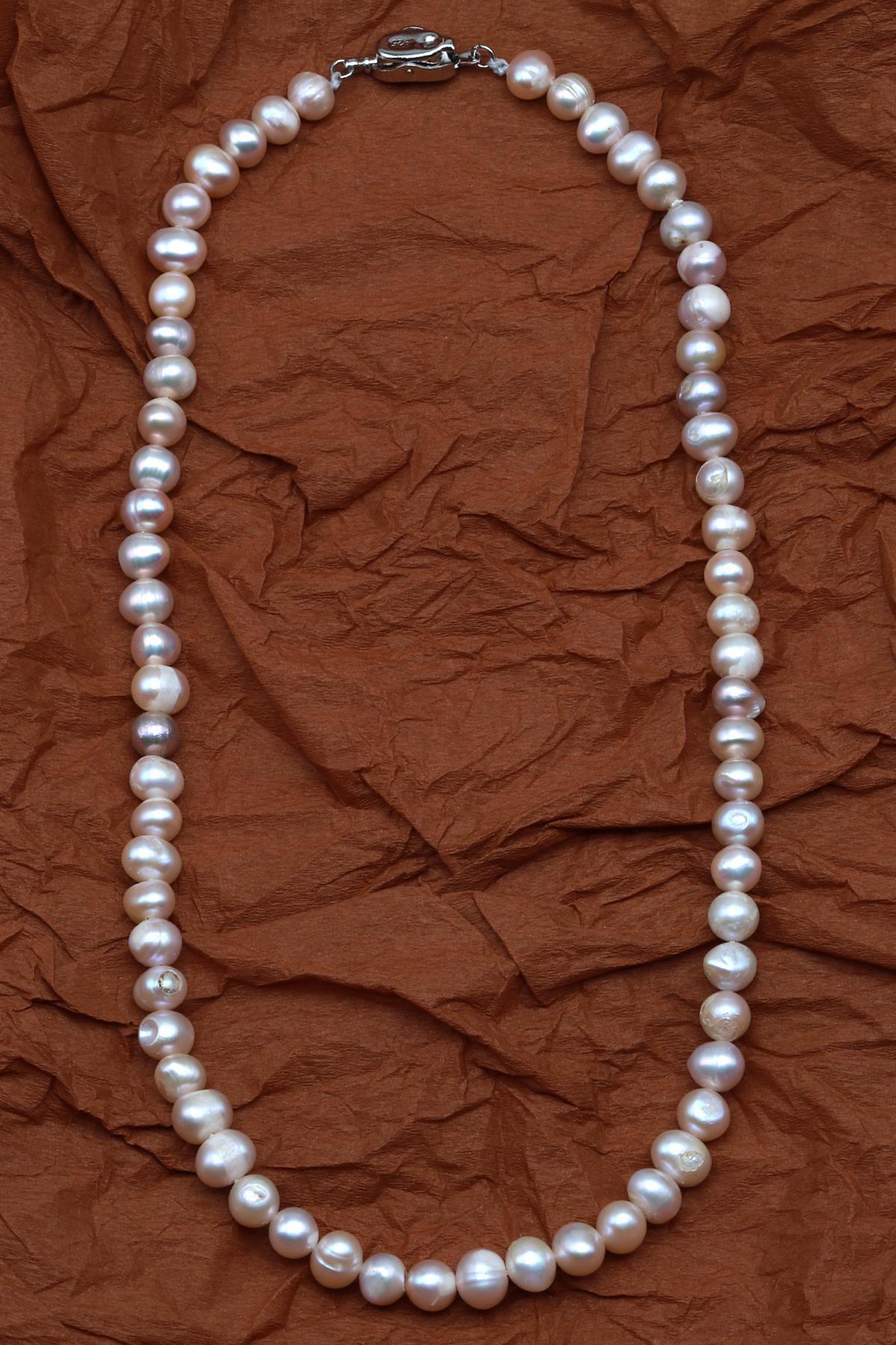 İnci Doğal Taş 925 Ayar Gümüş Kolye