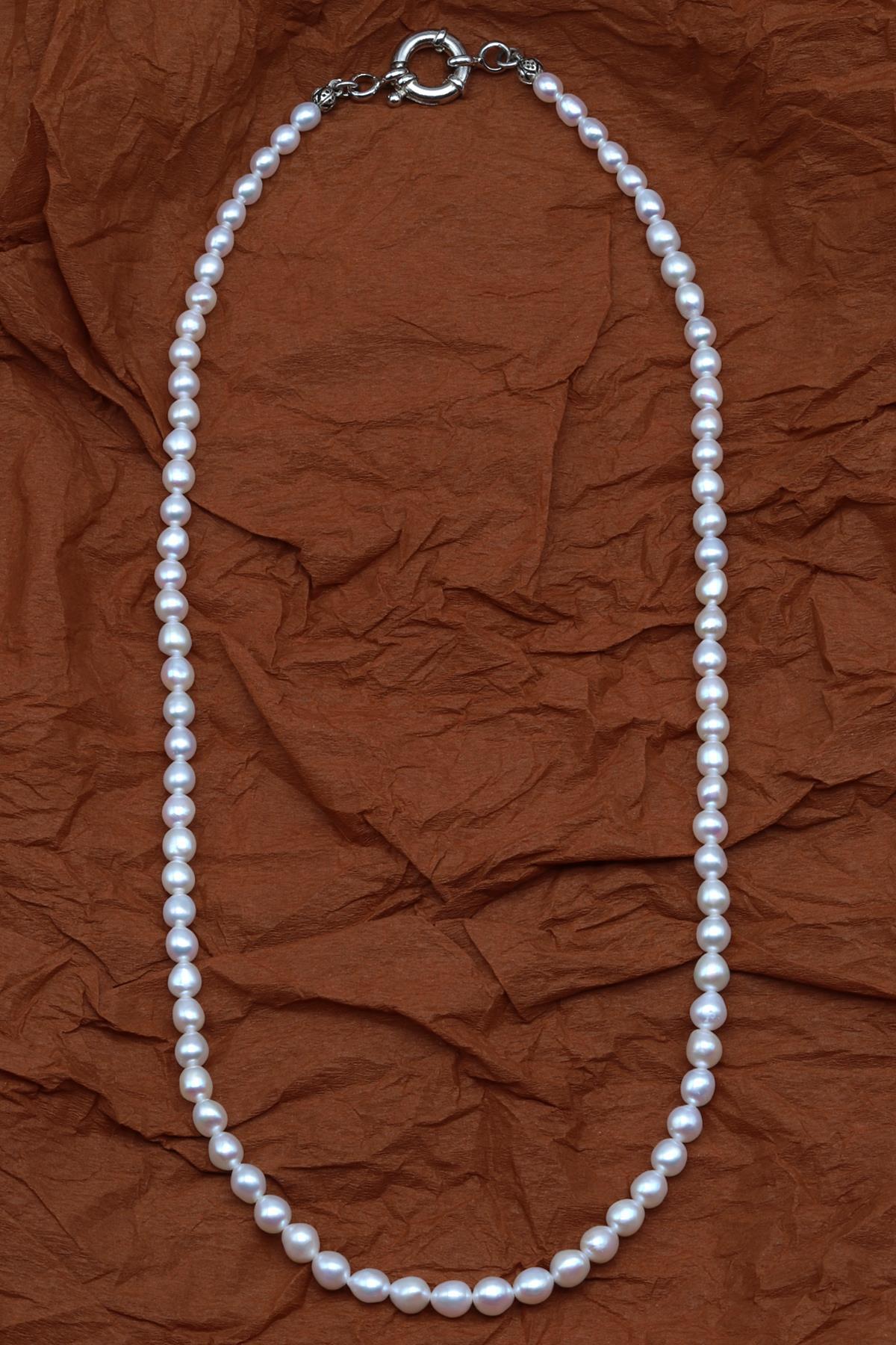 İnci Doğal Taş 925 Ayar Gümüş Kolye