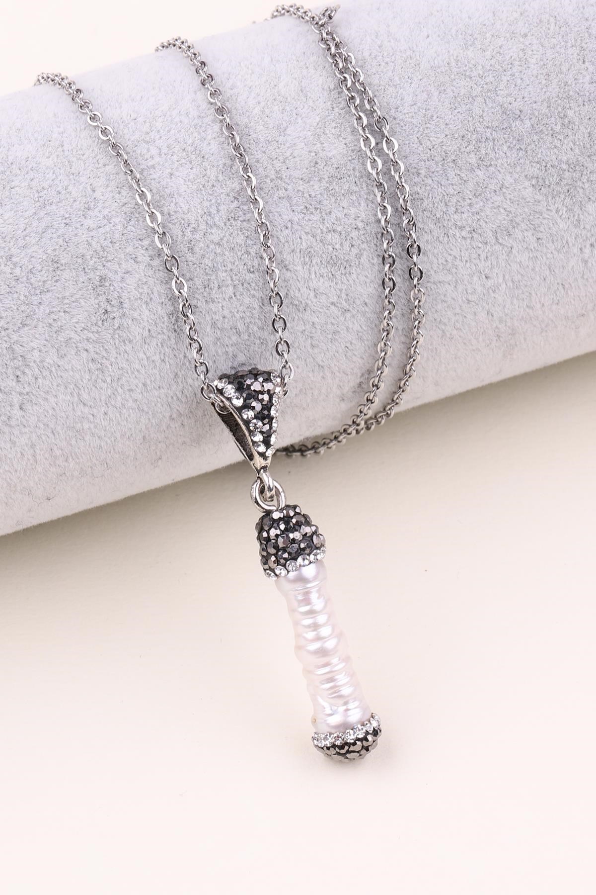 İnci Zirkon Süslemeli Kolye