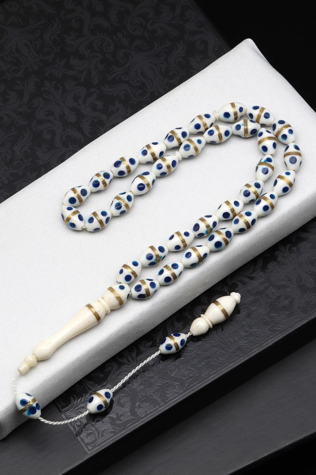 İşlemeli Kemik Tesbih 6 x 11 mm Arpa Kesim - T-1698
