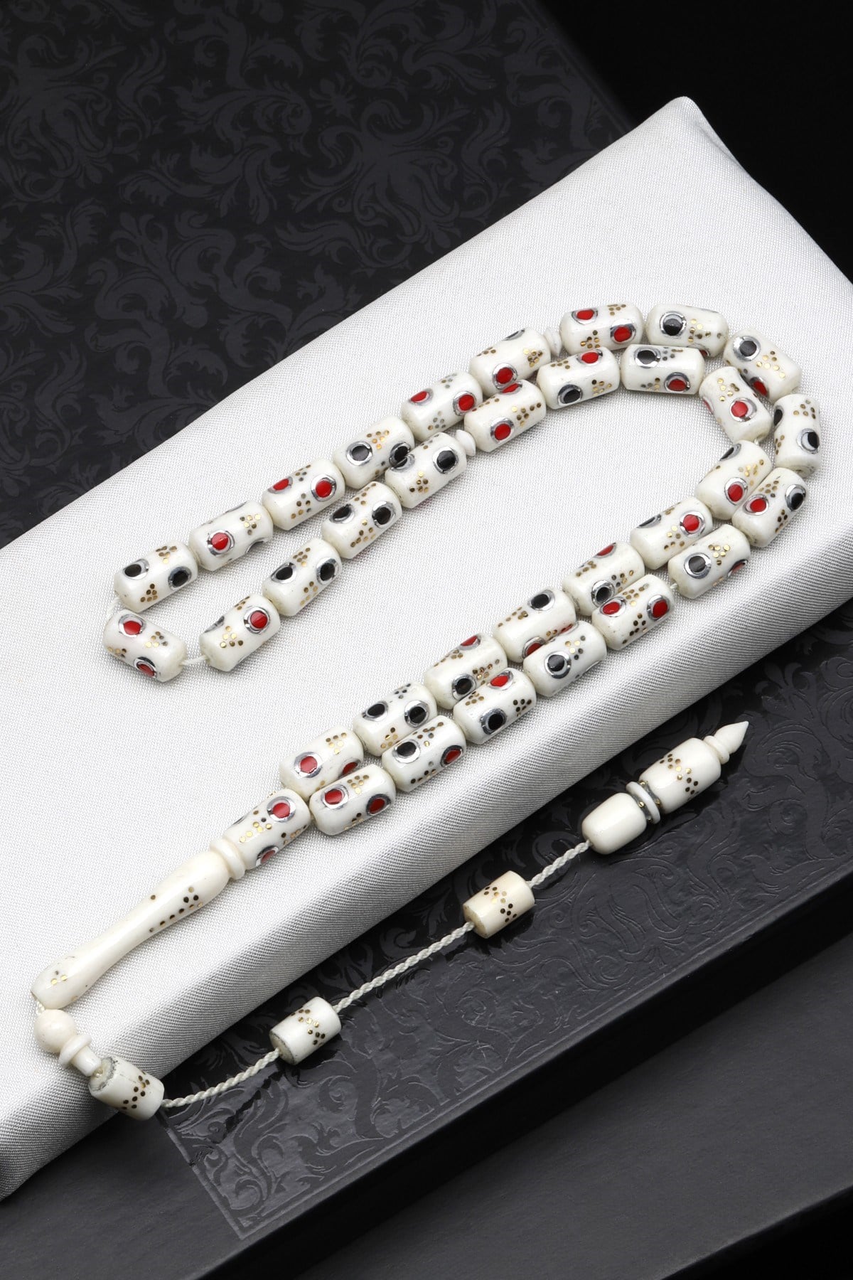 İşlemeli Kemik Tesbih 6 x 11 mm Silindir Kesim - T-1701